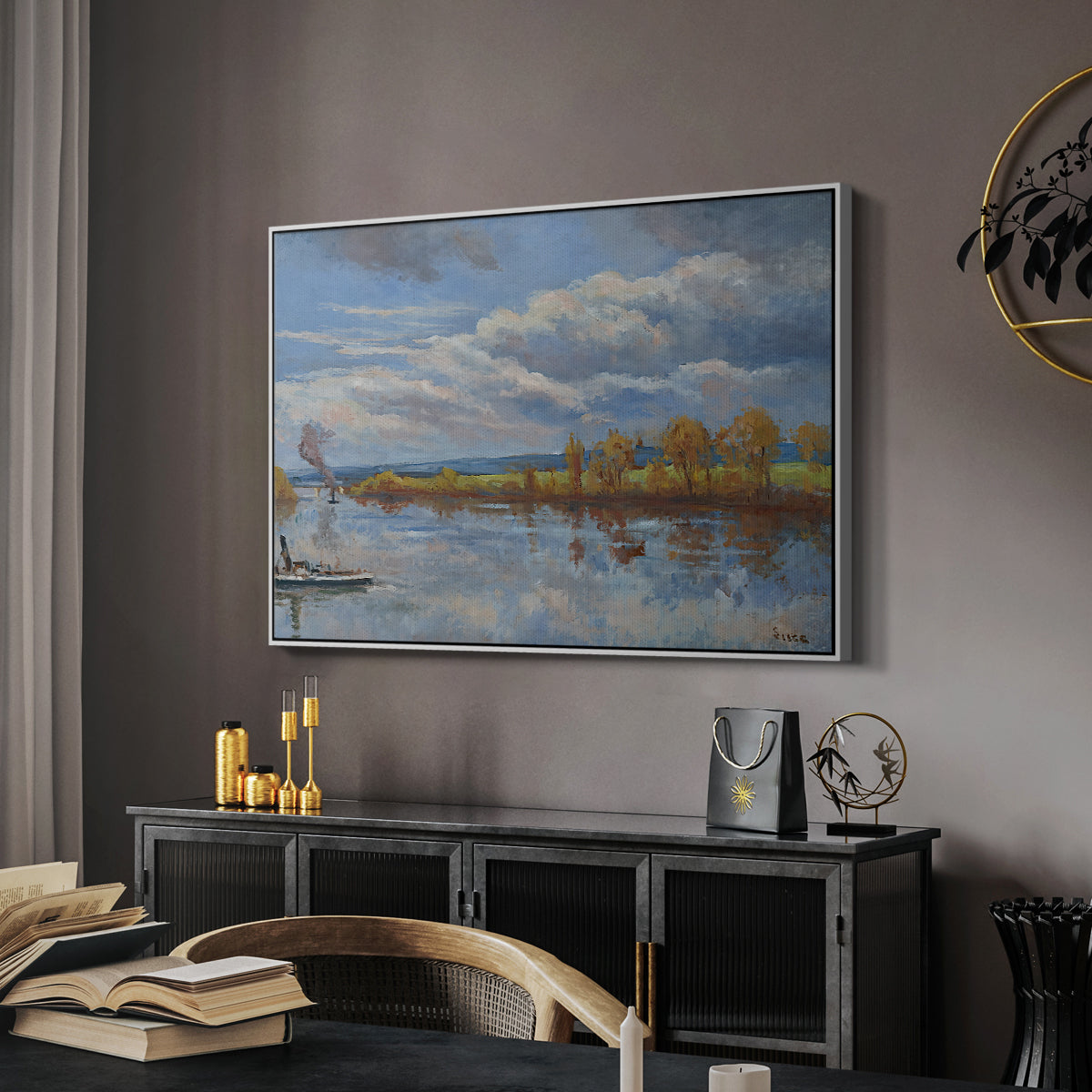 The Banks of the River Seine, 1893 - Floater Framed Canvas Print