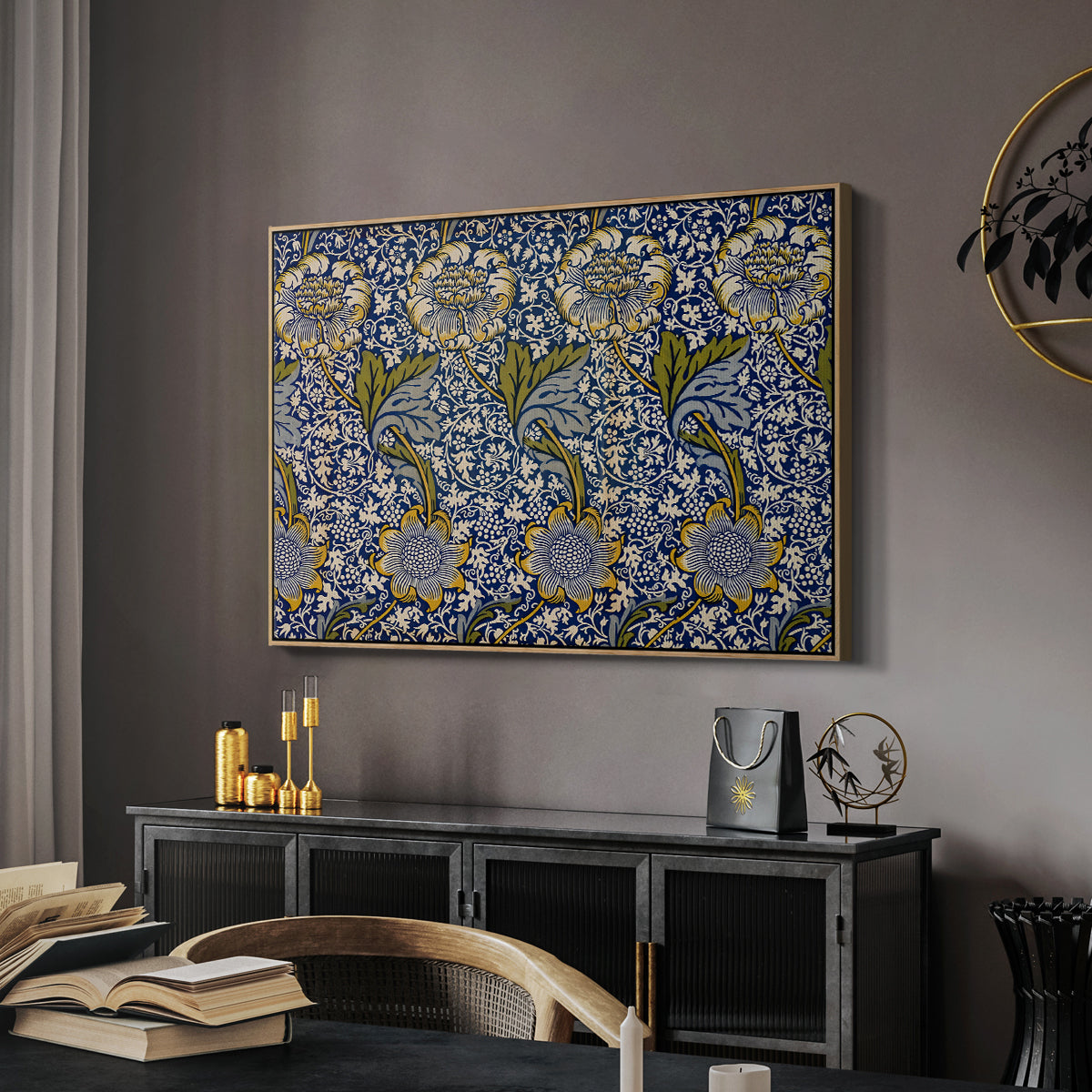 Kennet - Indigo/Gold, 1883 - Floater Framed Canvas Print