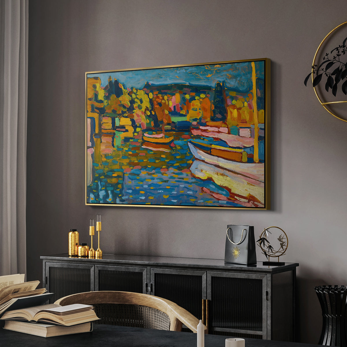 Study for Autumn Landscape with Boats, 1908 - Floater Framed Canvas Print
