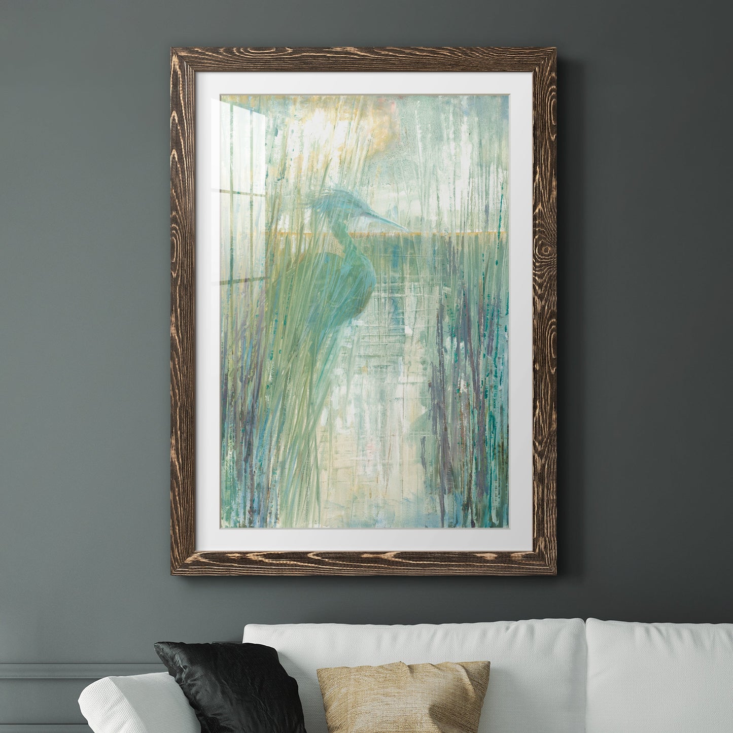 Morning Egret I - Premium Framed Print - Distressed Barnwood Frame - Ready to Hang