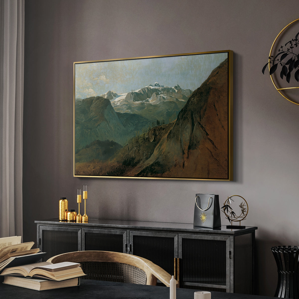 The Dachstein from the Plassen near Hallstatt, 1827 - Floater Framed Canvas Print
