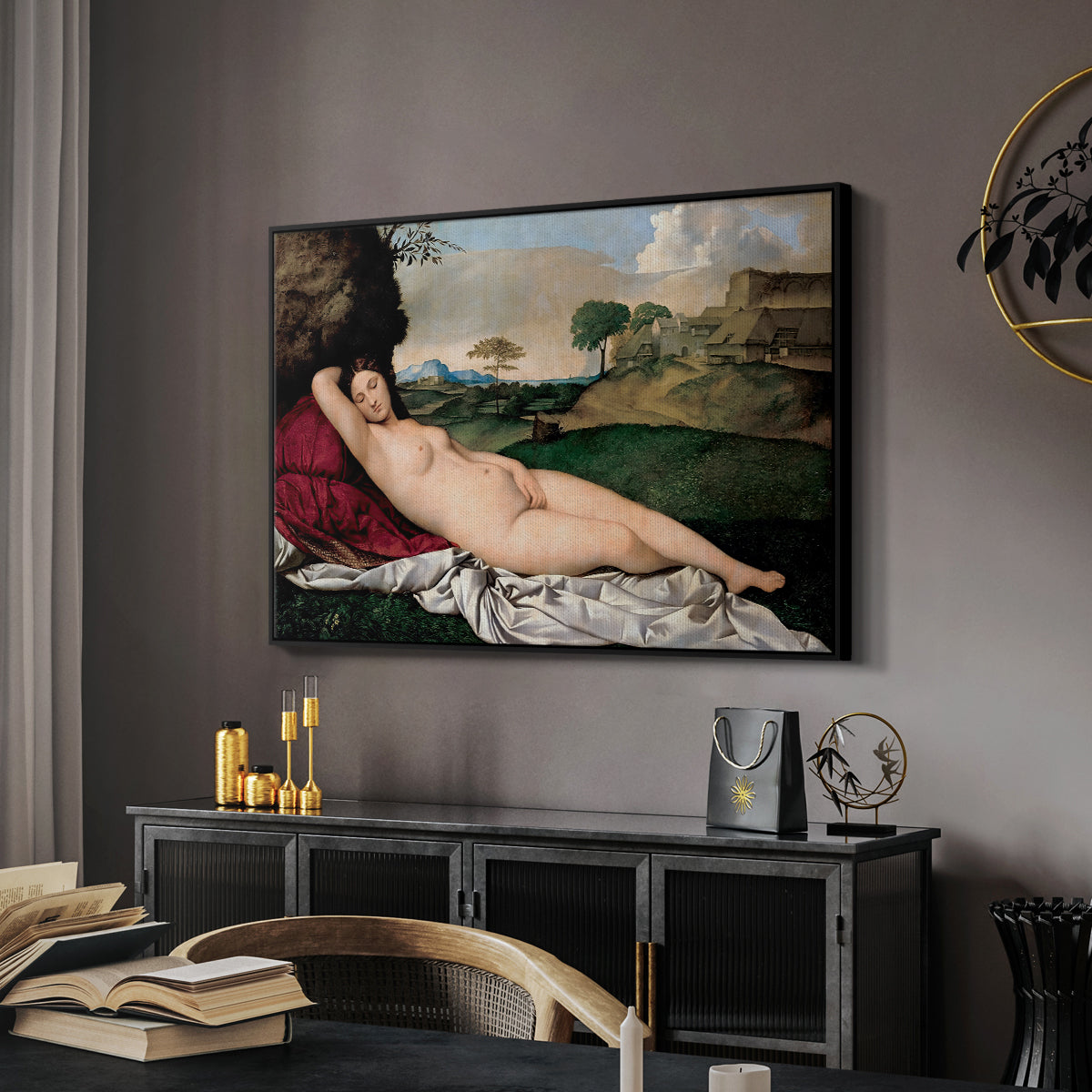 Sleeping Venus, c. 1510 - Floater Framed Canvas Print