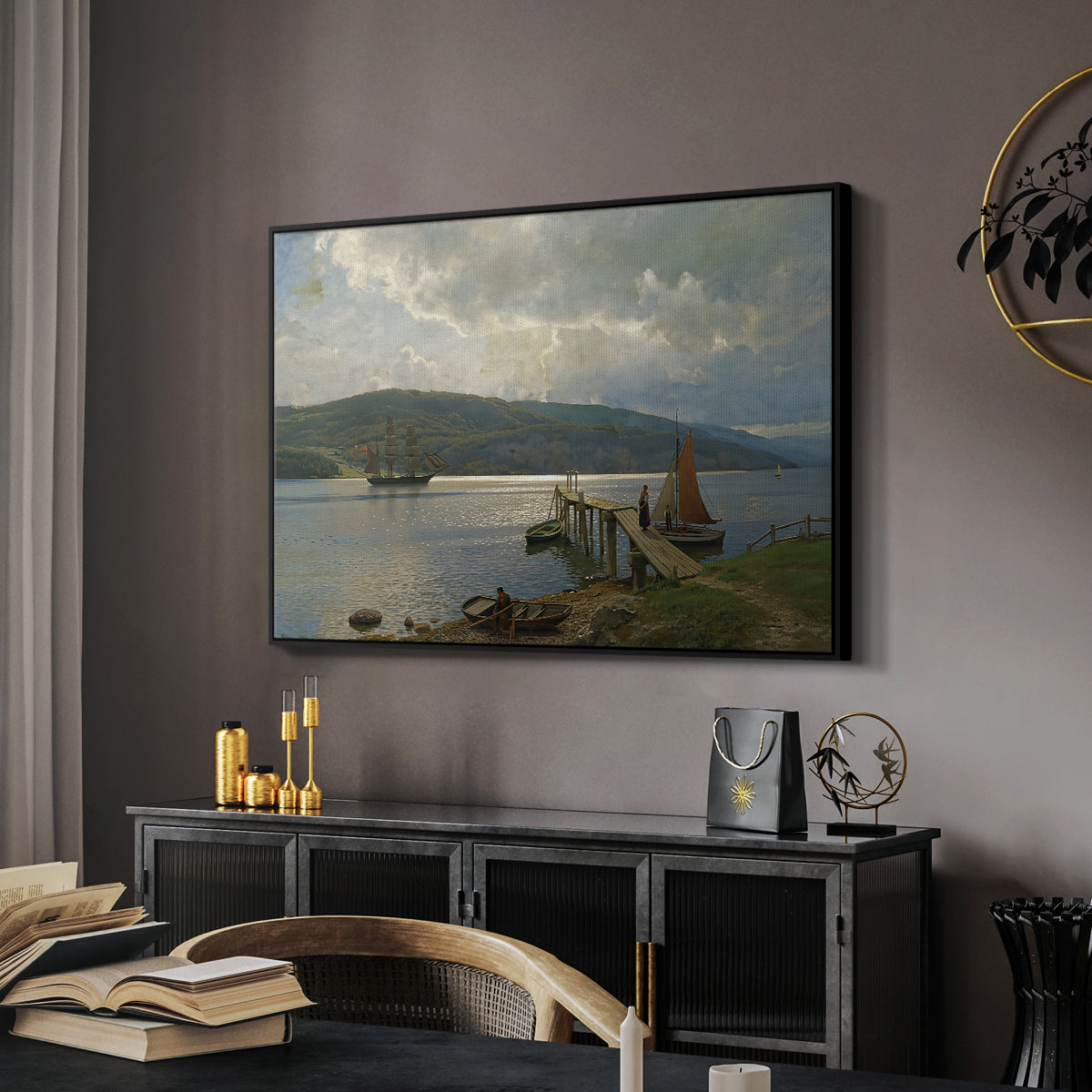 The Jetty at Feste near Moss, 1898 - Floater Framed Canvas Print