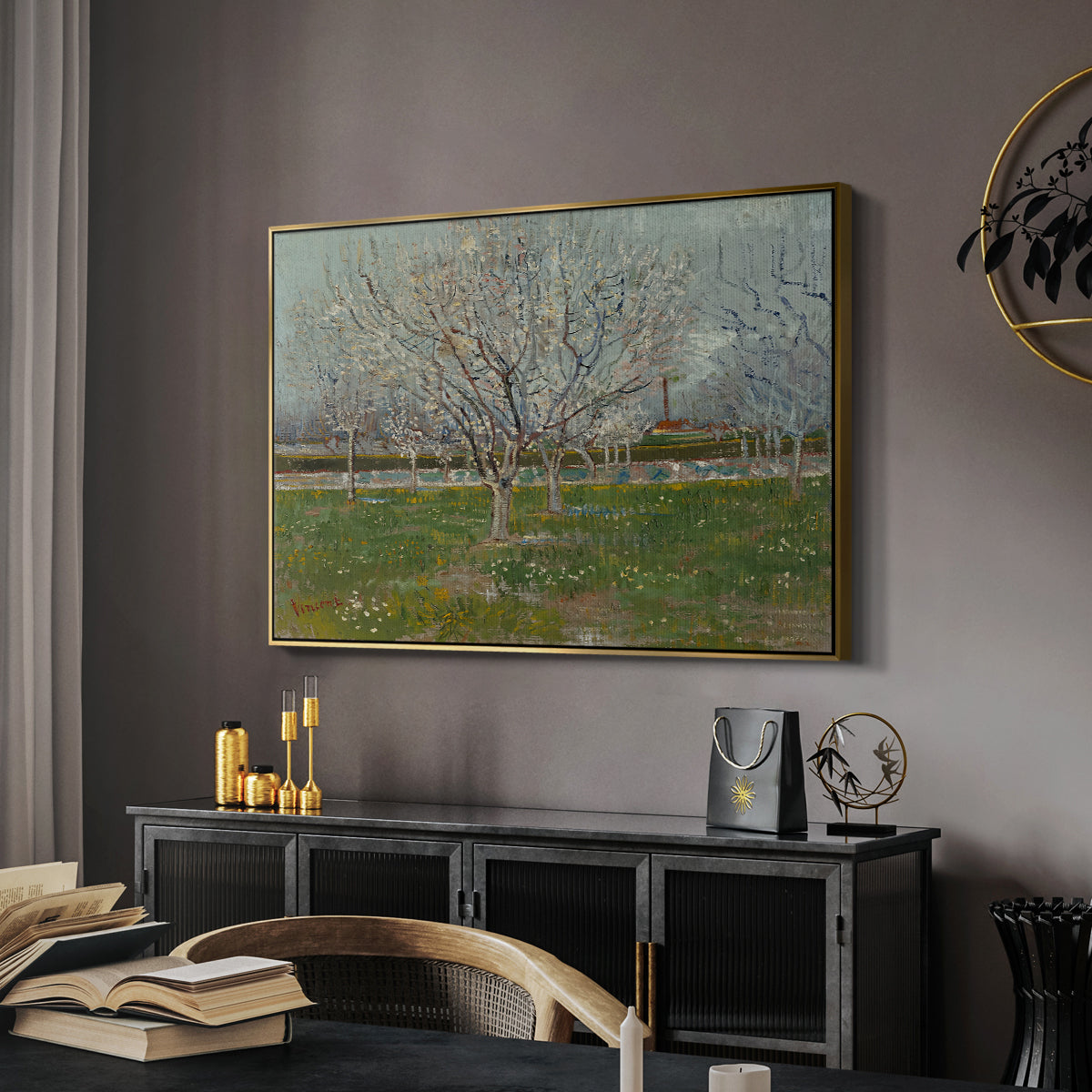 Orchard in Blossom (Plum Trees), 1888 - Floater Framed Canvas Print