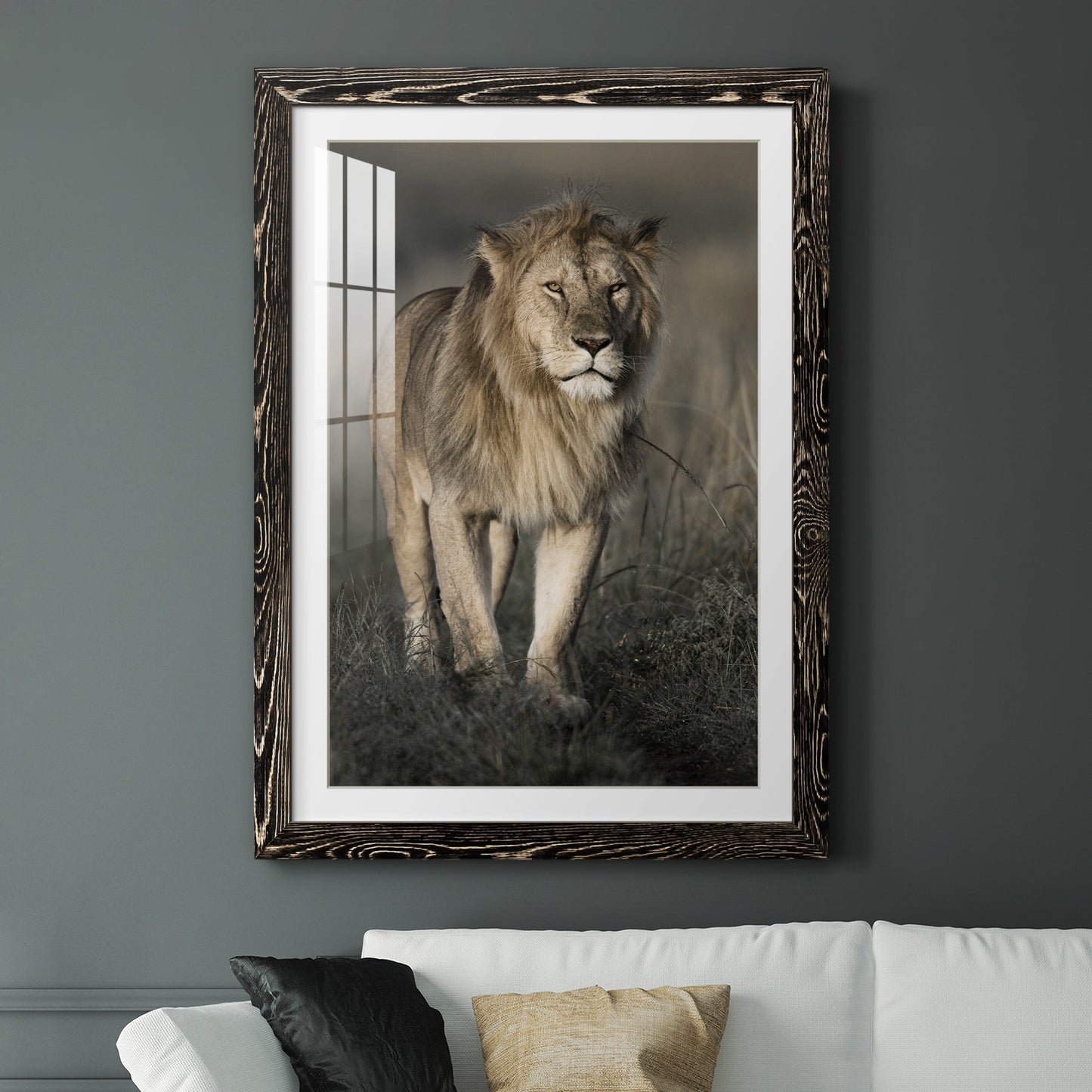 Morning Walk in Masai Mara - Premium Framed Print - Distressed Barnwood Frame - Ready to Hang