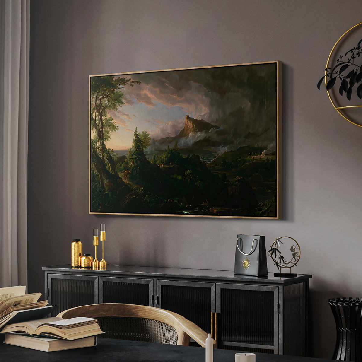 The Course of Empire: The Savage State, 1834 - Floater Framed Canvas Print