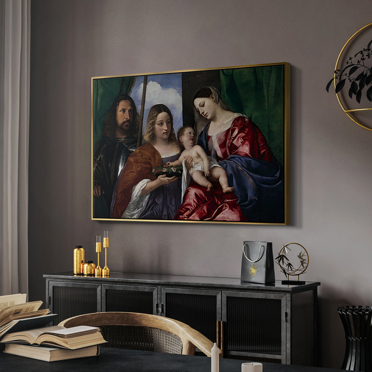 Madonna and Child with Saints Dorothy and George, c. 1516 - Floater Framed Canvas Print