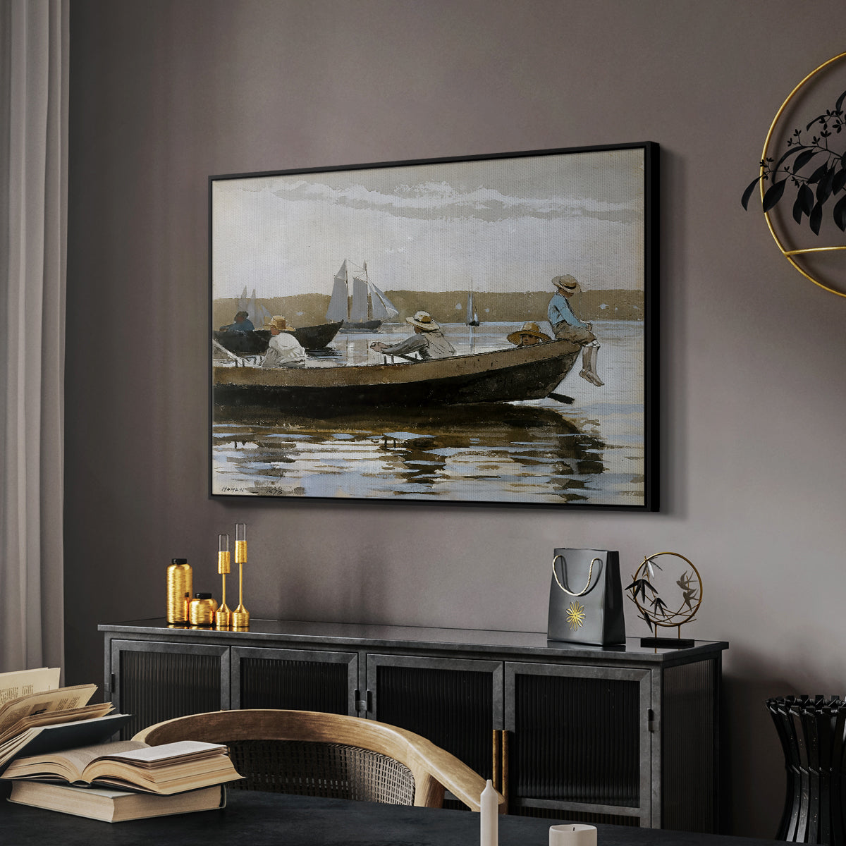 Boys in a Dory, 1873 - Floater Framed Canvas Print