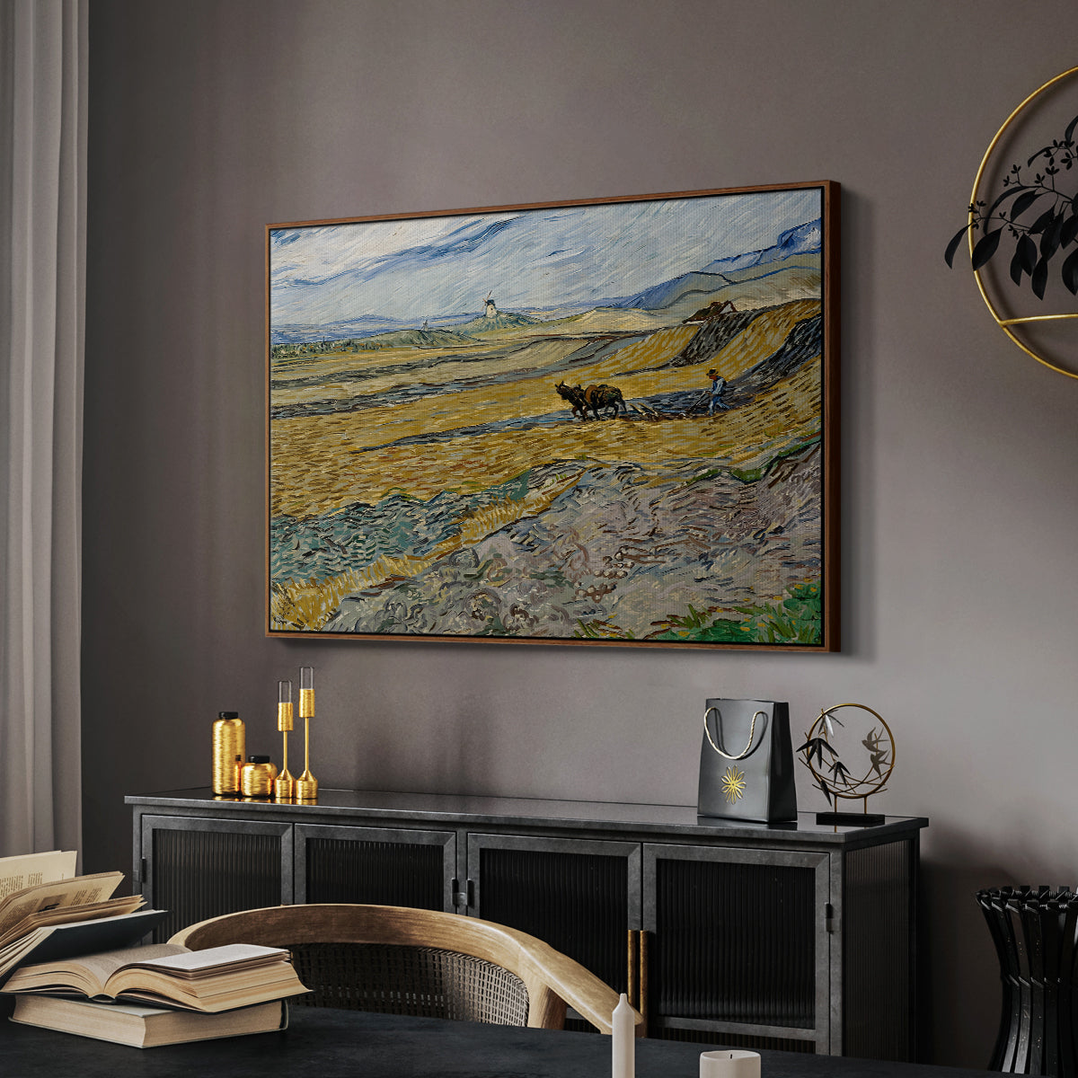 Enclosed Field with Ploughman, 1889 - Floater Framed Canvas Print
