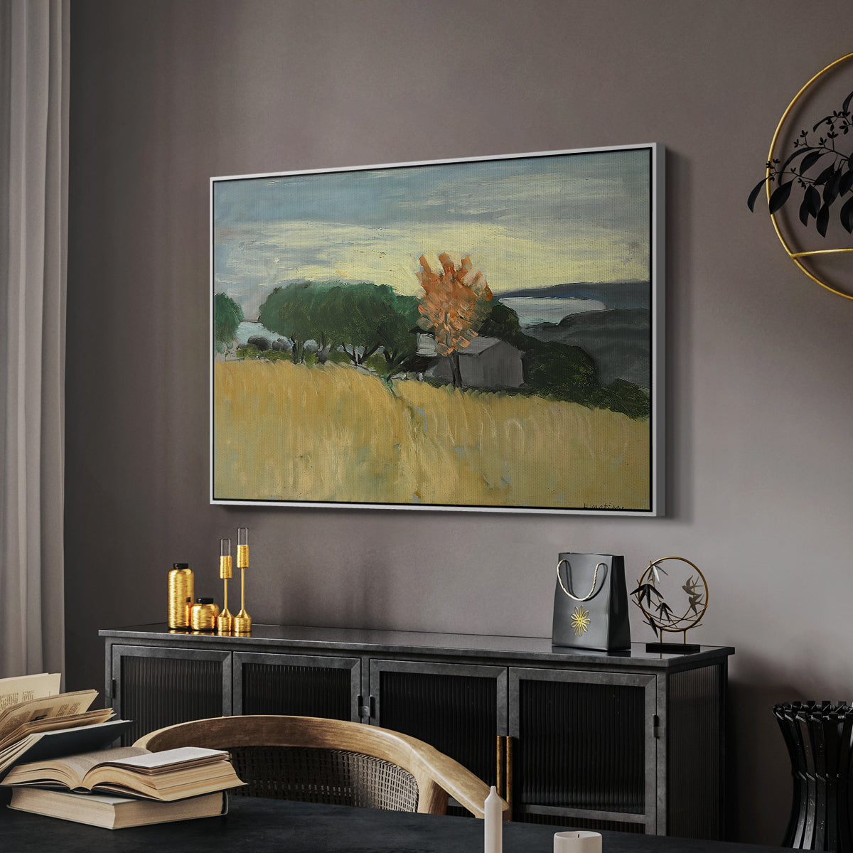 Fields of Wheat in Cagnes, 1918 - Floater Framed Canvas Print