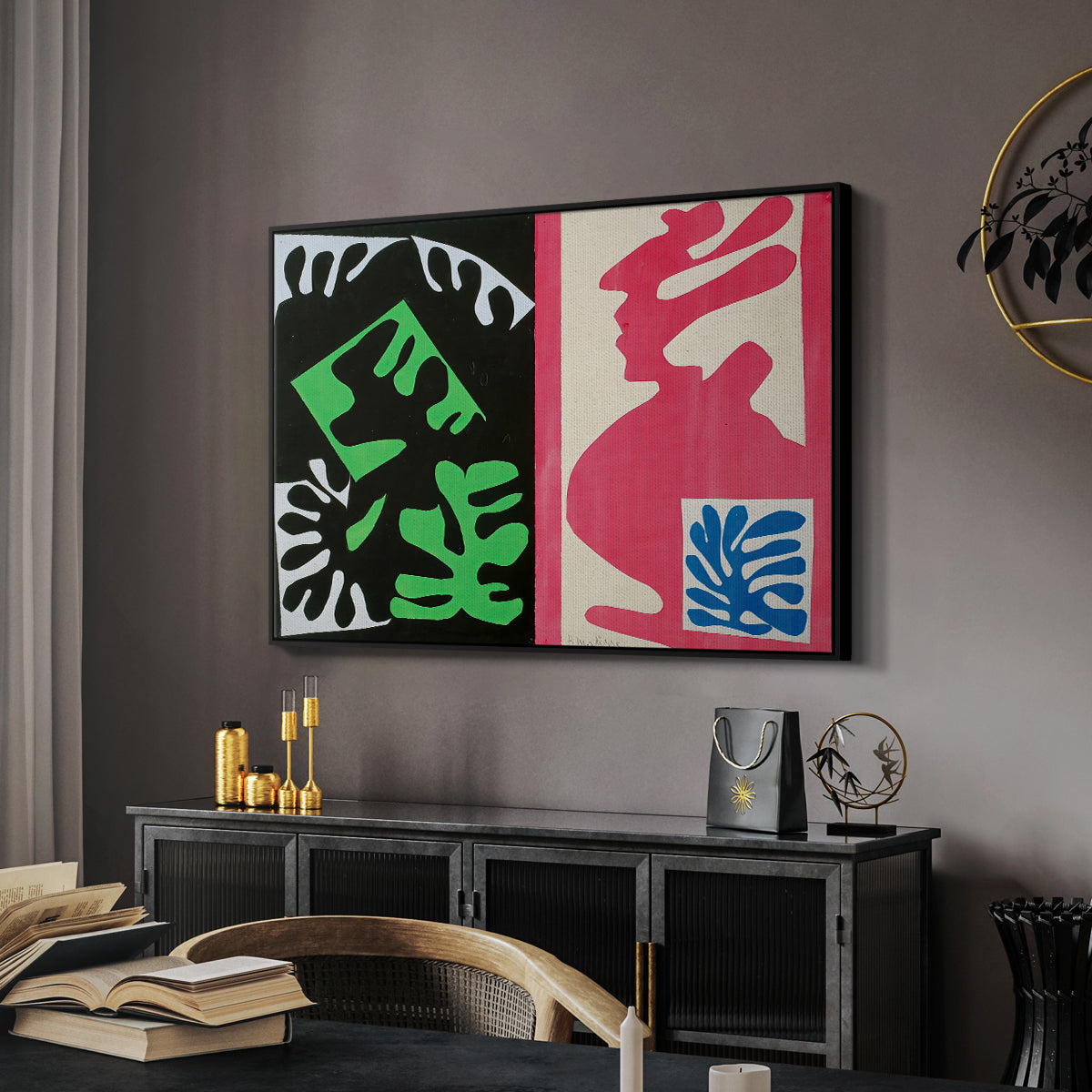 Composition, Black and Red, from Jazz, 1947 - Floater Framed Canvas Print