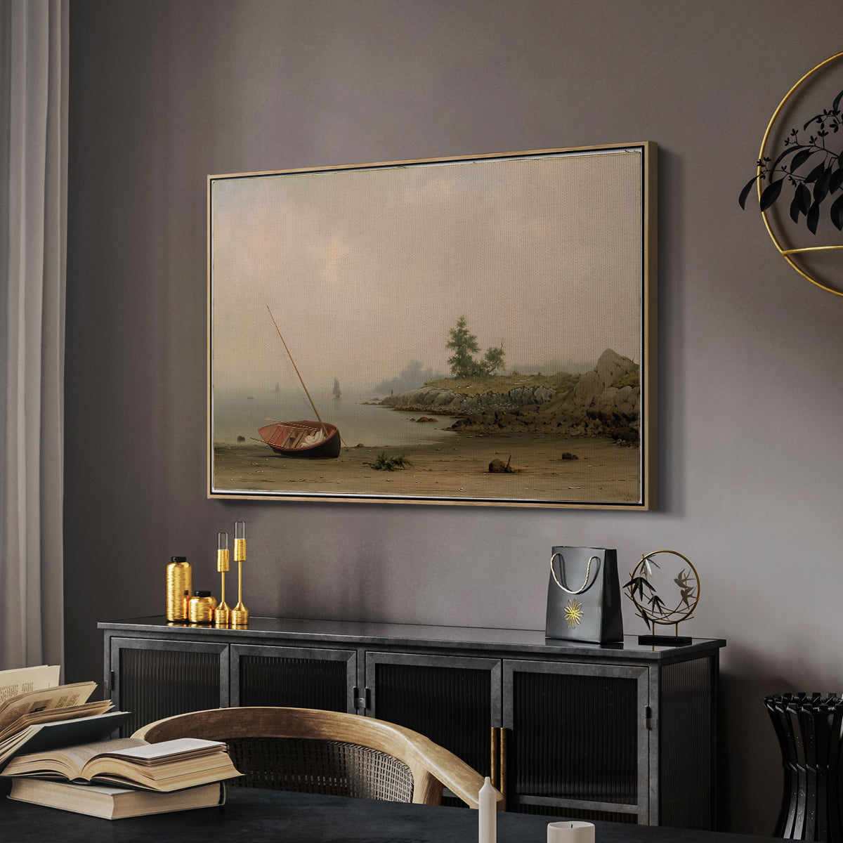 The Stranded Boat, 1863 - Floater Framed Canvas Print