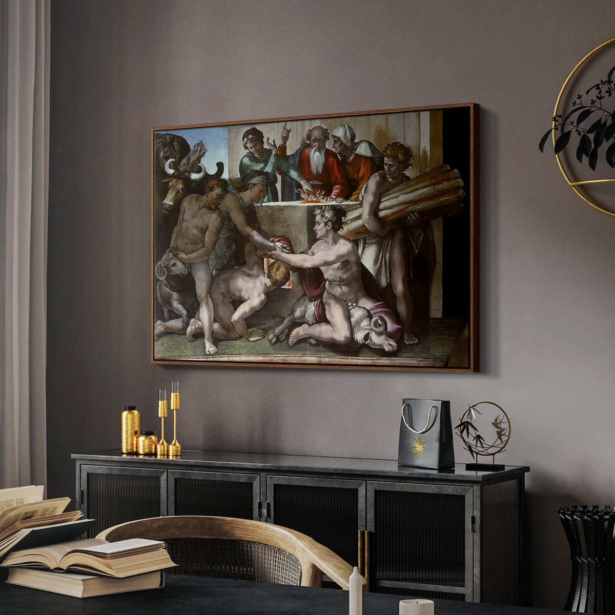 The Sacrifice of Noah (Sistine Chapel), 1509 - Floater Framed Canvas Print