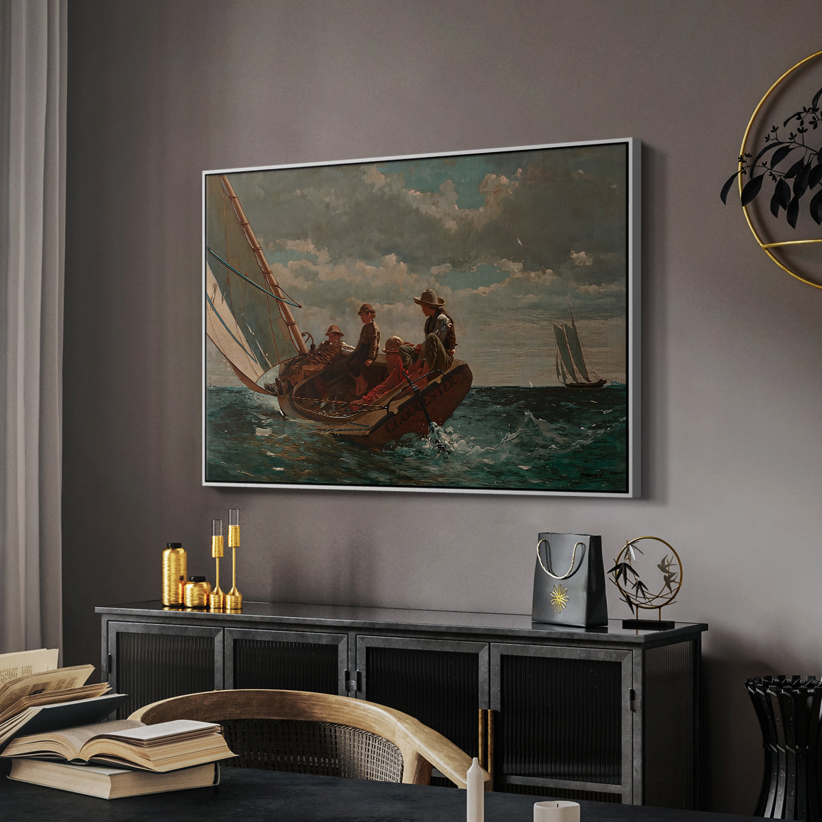 Breezing Up (A Fair Wind), 1873-1876 - Floater Framed Canvas Print