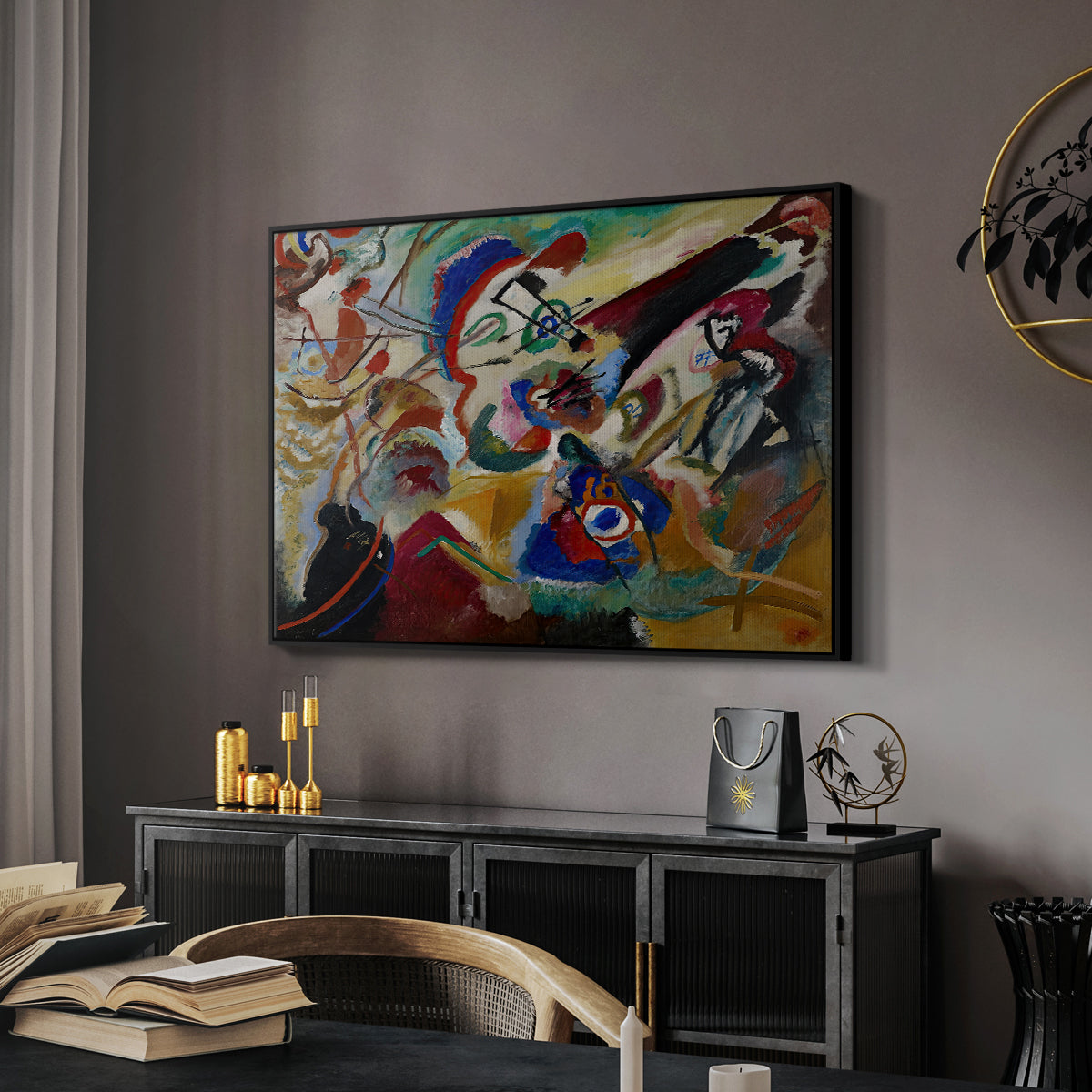 Fragment 2 for Composition VII, 1913 - Floater Framed Canvas Print