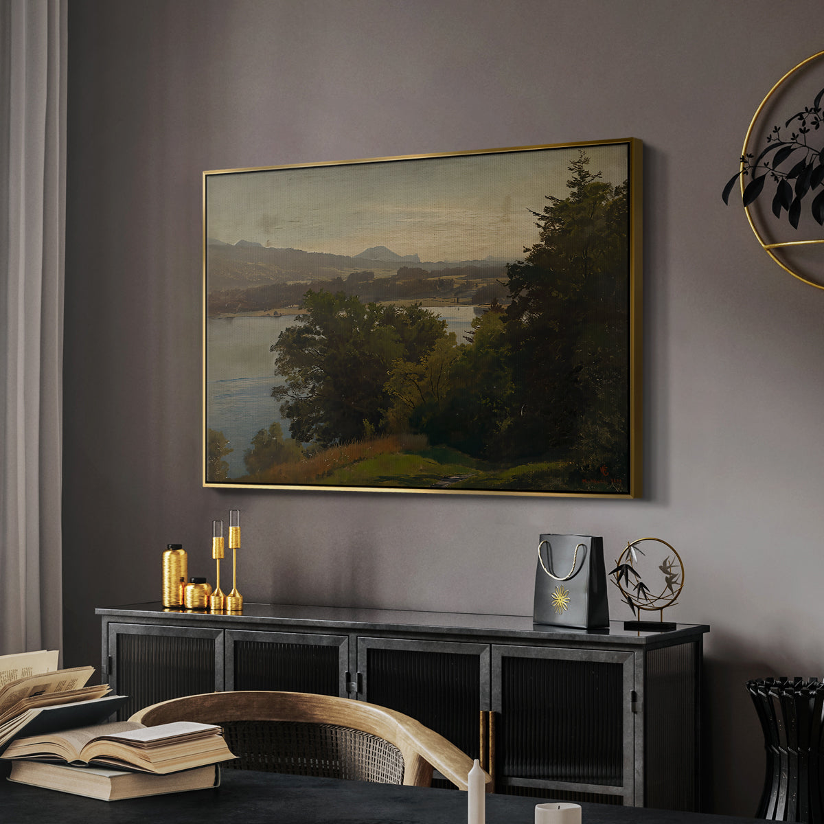 View of the Mondsee, 1870 - Floater Framed Canvas Print