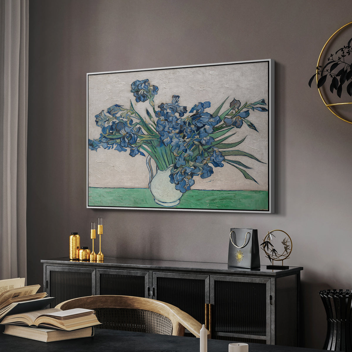 Irises, 1890 - Floater Framed Canvas Print