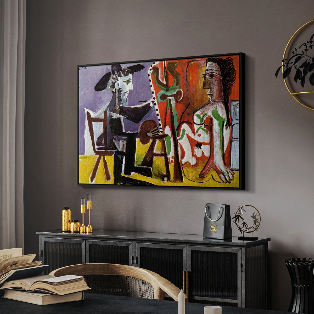 The Painter and His Model, 1963 - Floater Framed Canvas Print