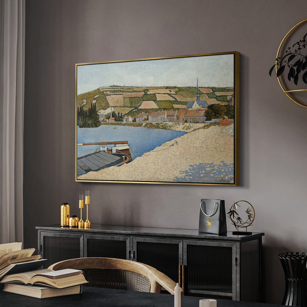 The Riverbank, Les Andelys, 1886 - Floater Framed Canvas Print