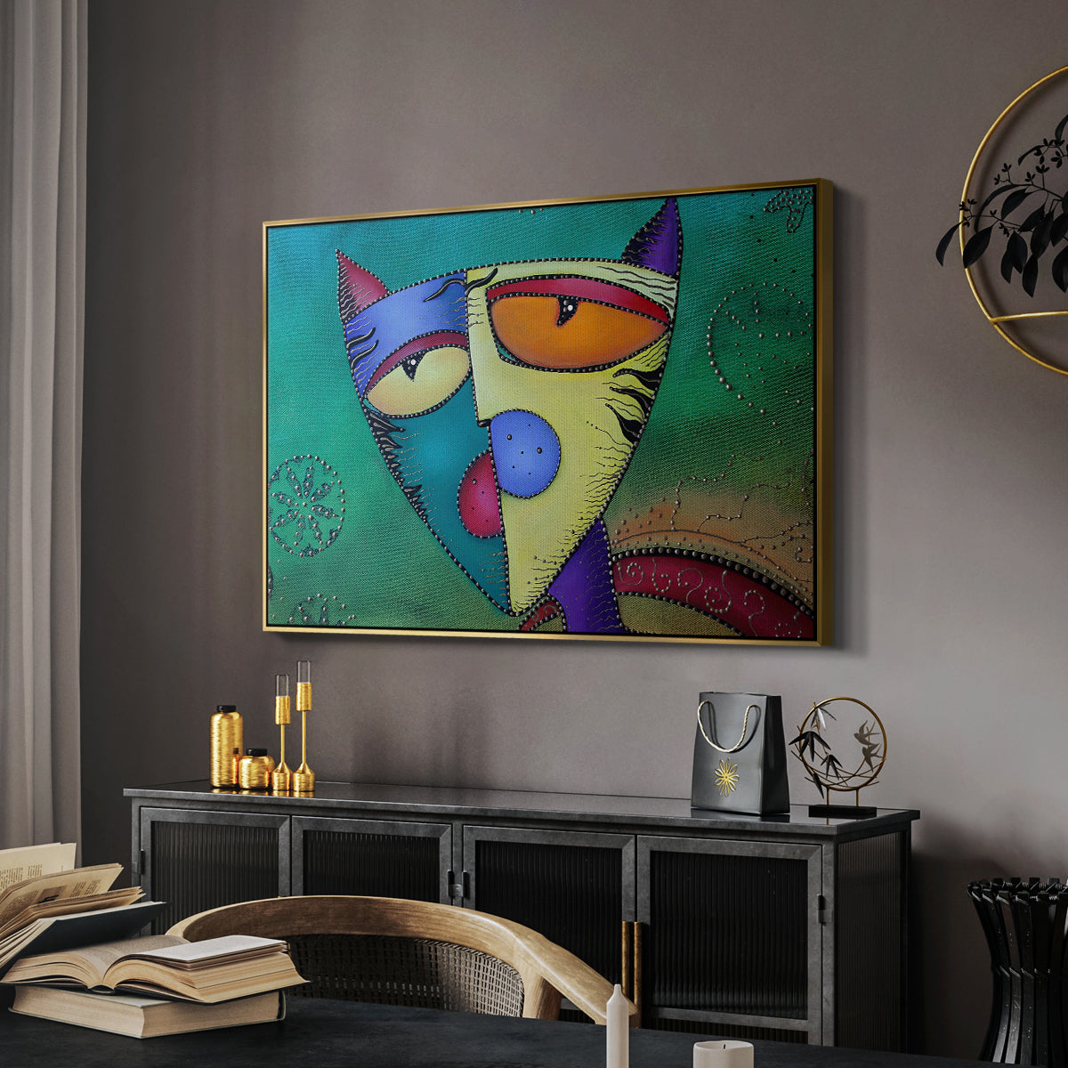 Celestial Cat - Floater Framed Canvas Print