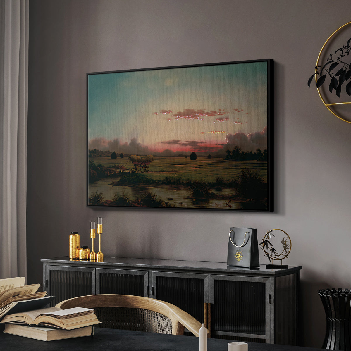 The Marshes at Rhode Island, 1866 - Floater Framed Canvas Print