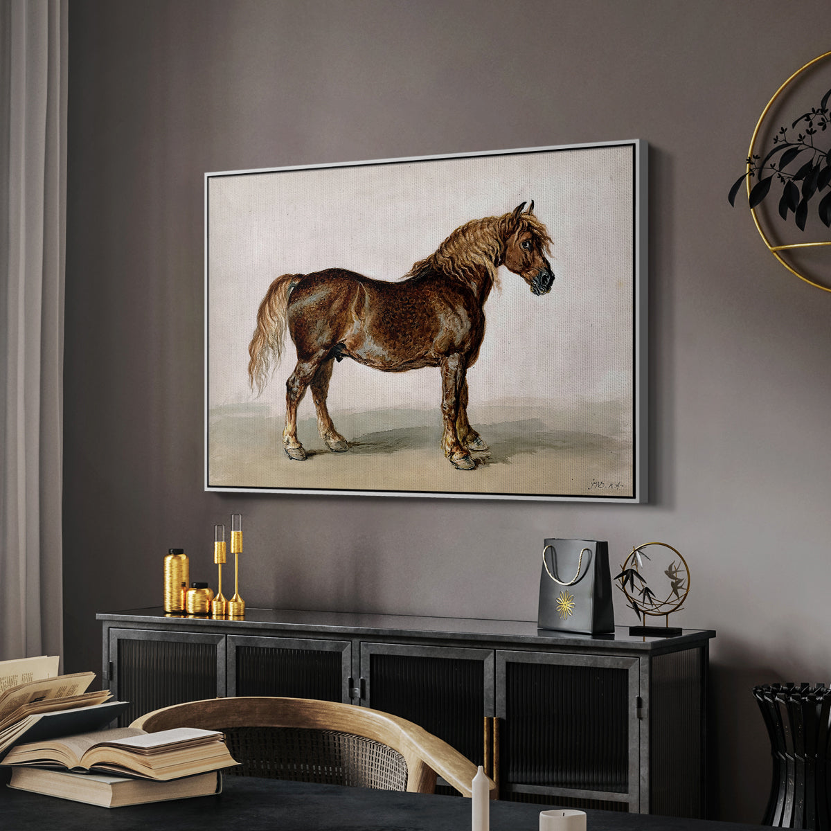 A Cart-Horse - Floater Framed Canvas Print
