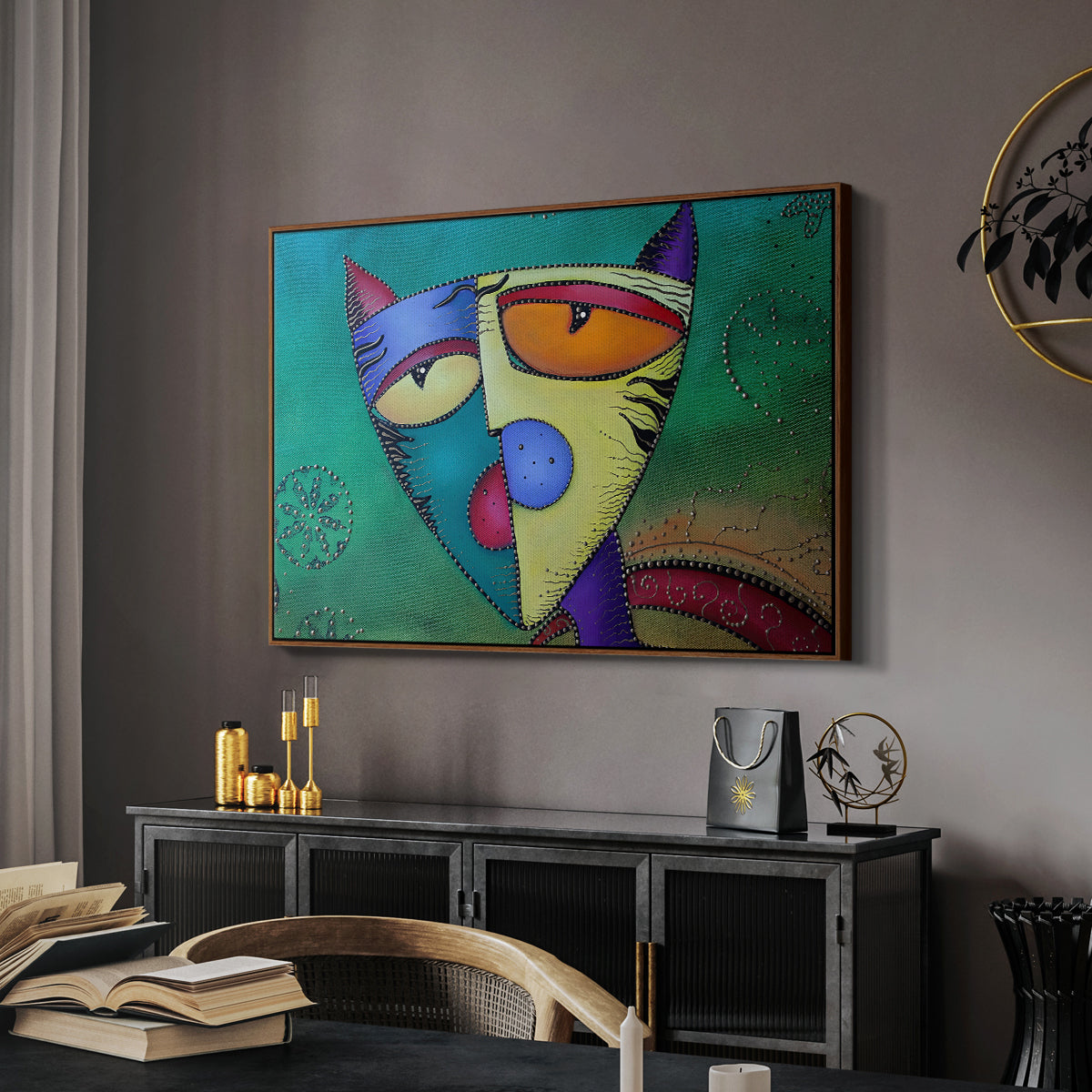 Celestial Cat - Floater Framed Canvas Print