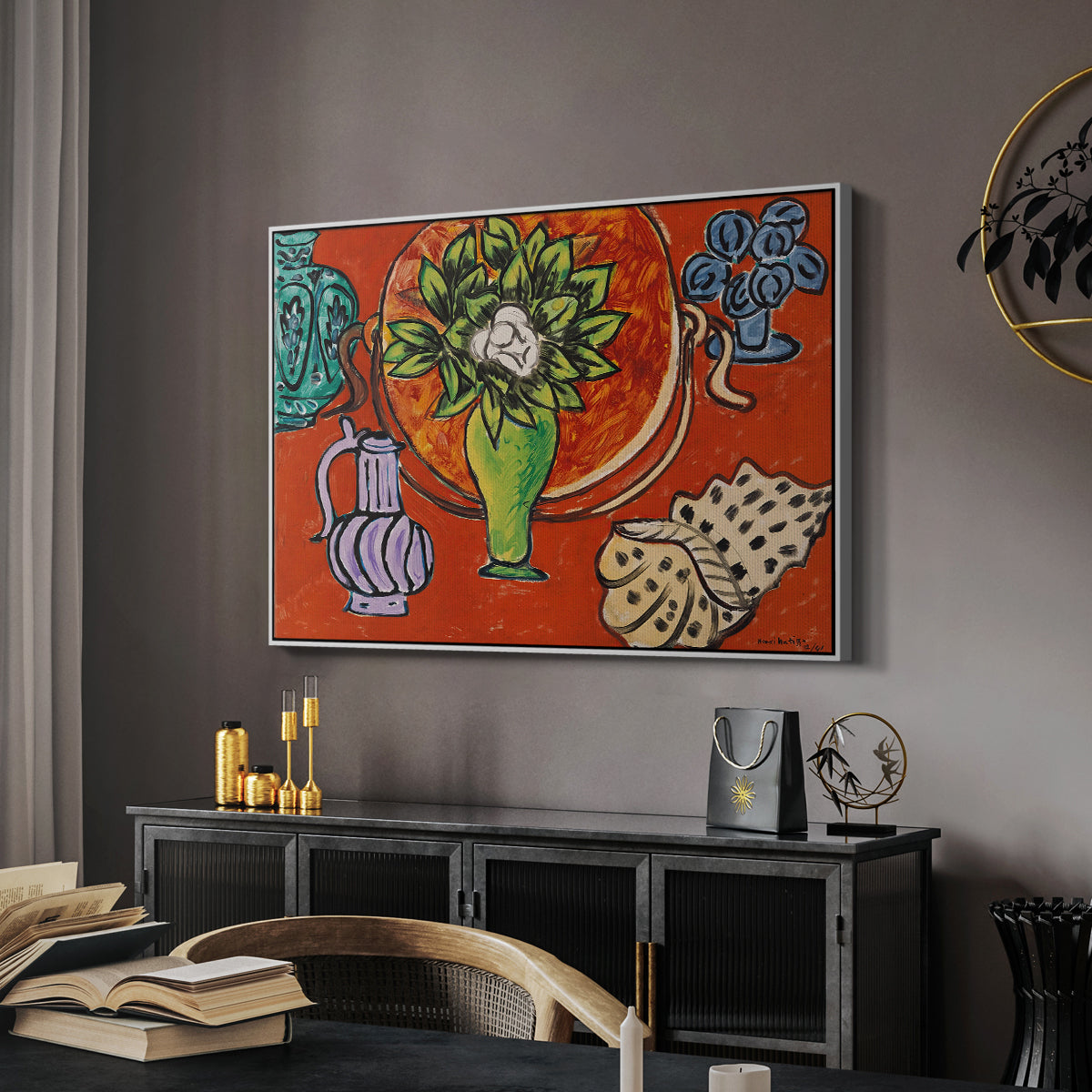 Still Life with a Magnolia (Nature morte au magnolia), 1941 - Floater Framed Canvas Print