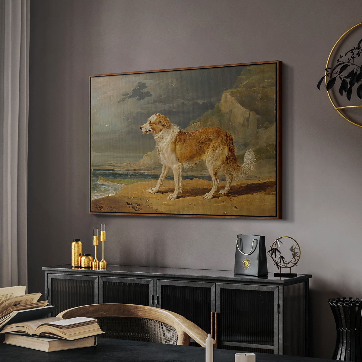 Rough-Coated Collie, 1809 - Floater Framed Canvas Print