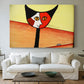 Canvas art print detailing a digital artwork of cat in geometric style, centered above a sofa as a large focal wall piece