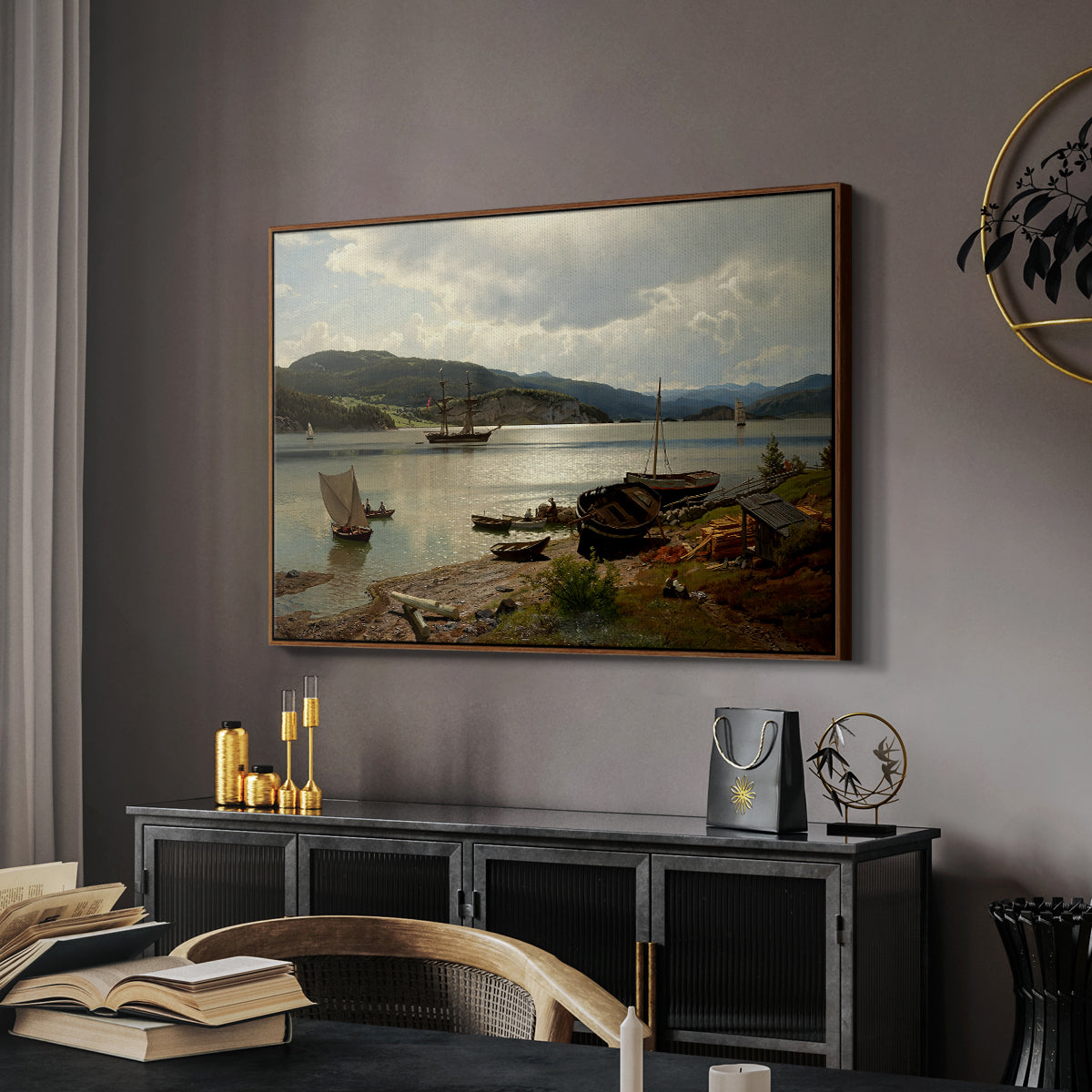 By the Water, 1876 - Floater Framed Canvas Print