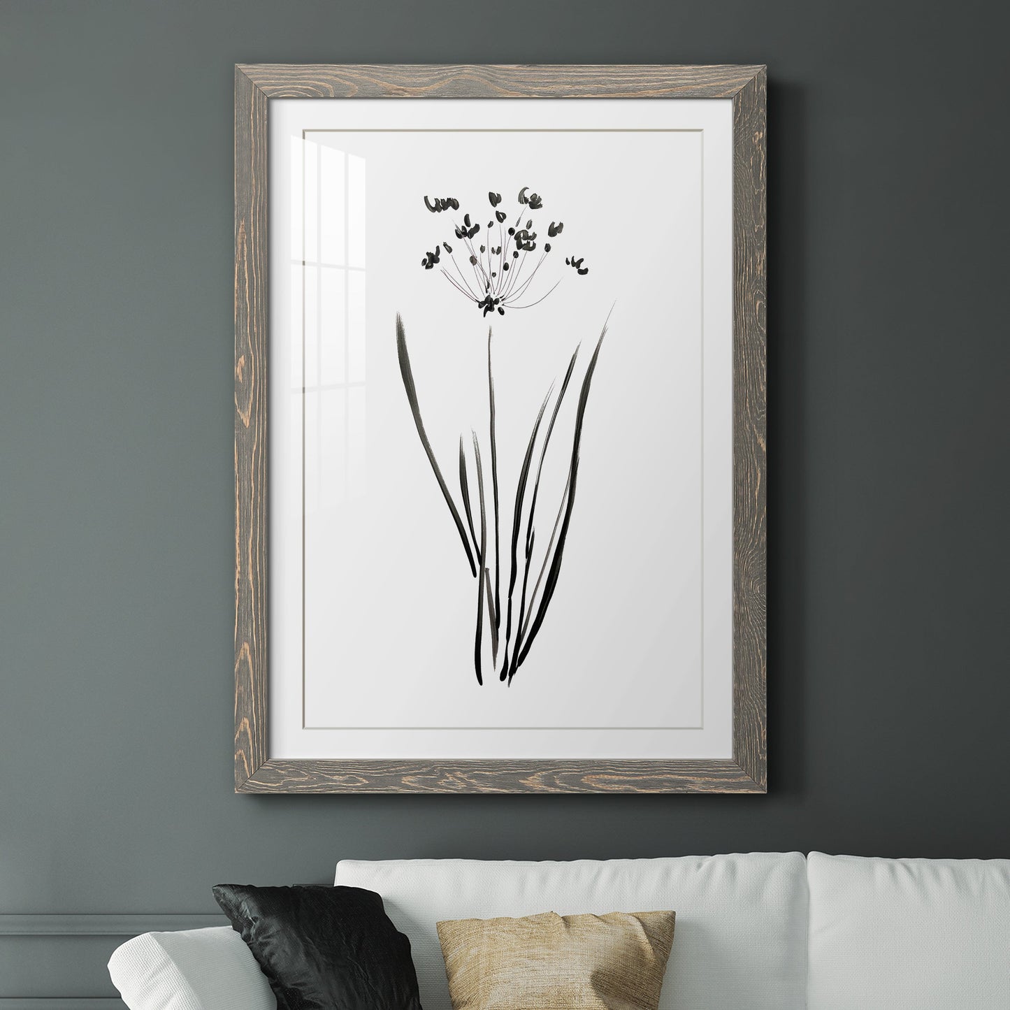 Inky Botanical II - Premium Framed Print - Distressed Barnwood Frame - Ready to Hang