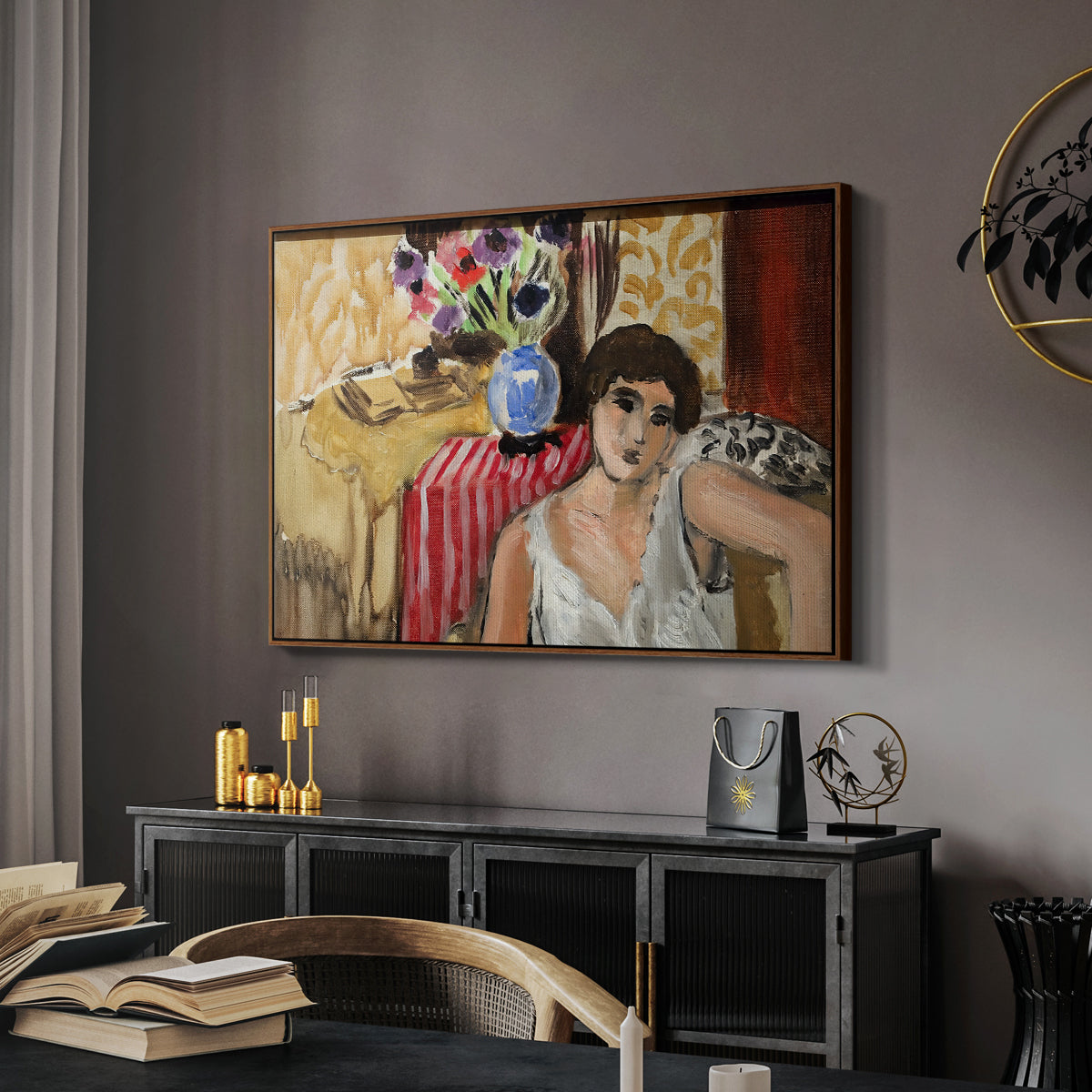 Woman Seated in an Armchair, c. 1920 - Floater Framed Canvas Print