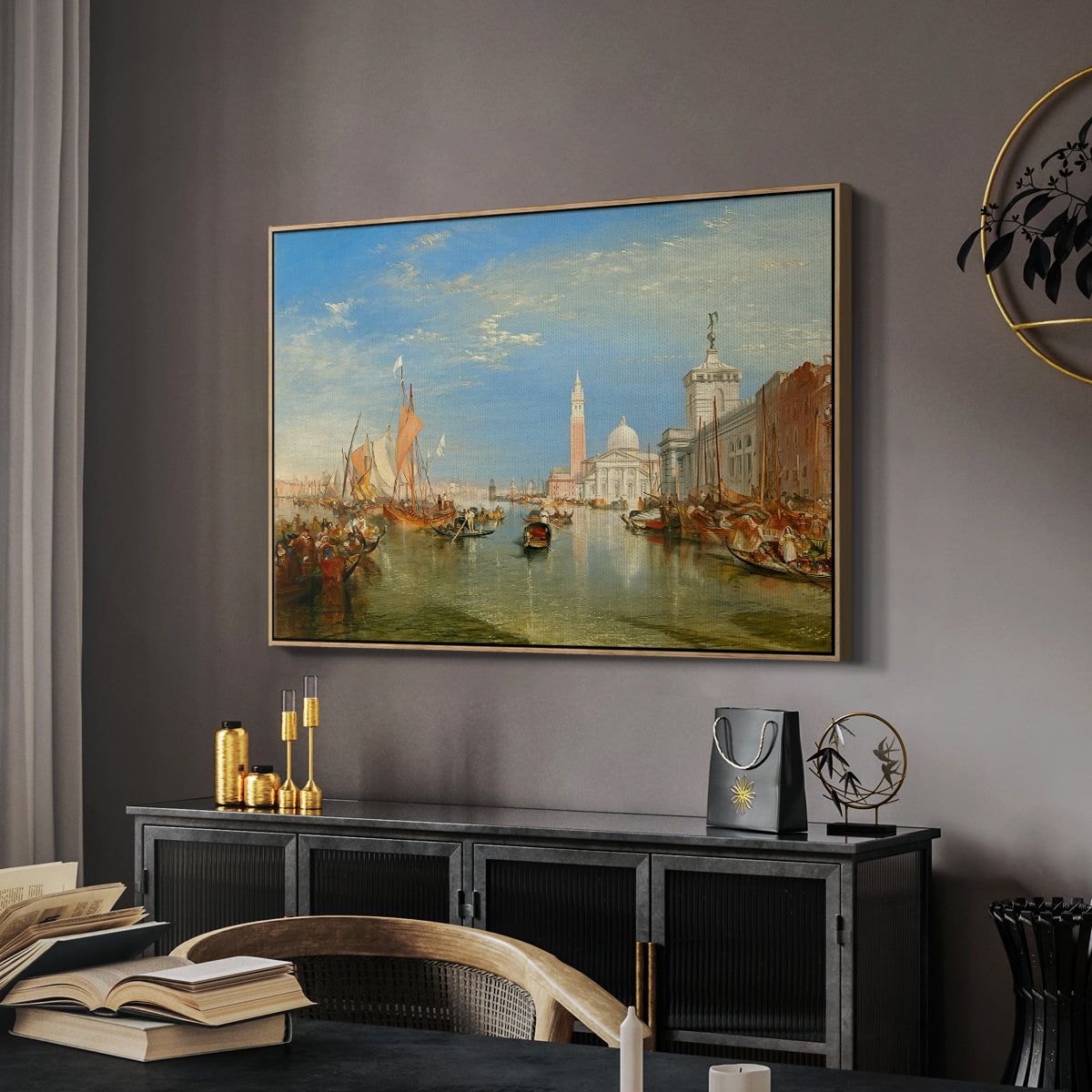 Venice: The Dogana and San Giorgio Maggiore, 1834 - Floater Framed Canvas Print
