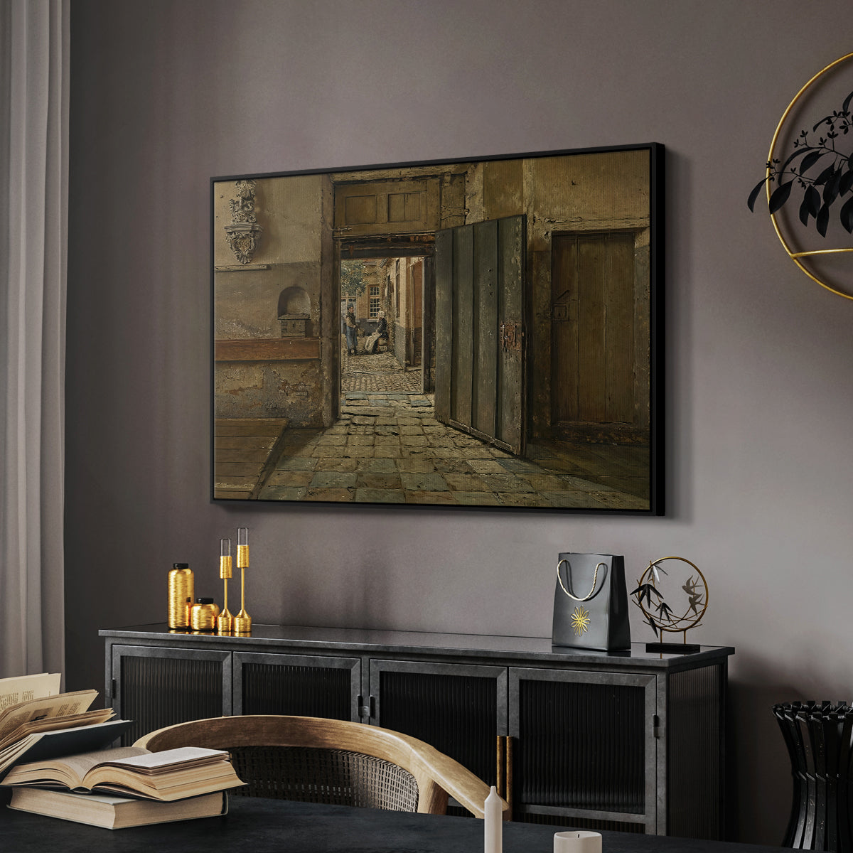 The Conversation, 1884 - Floater Framed Canvas Print