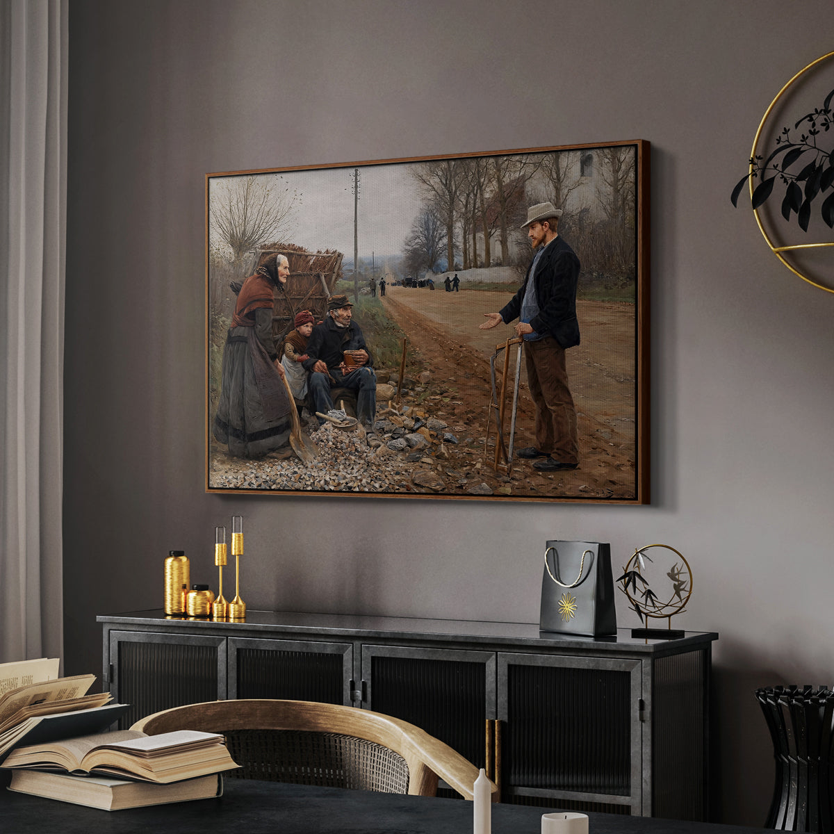People by a Road, 1893 - Floater Framed Canvas Print