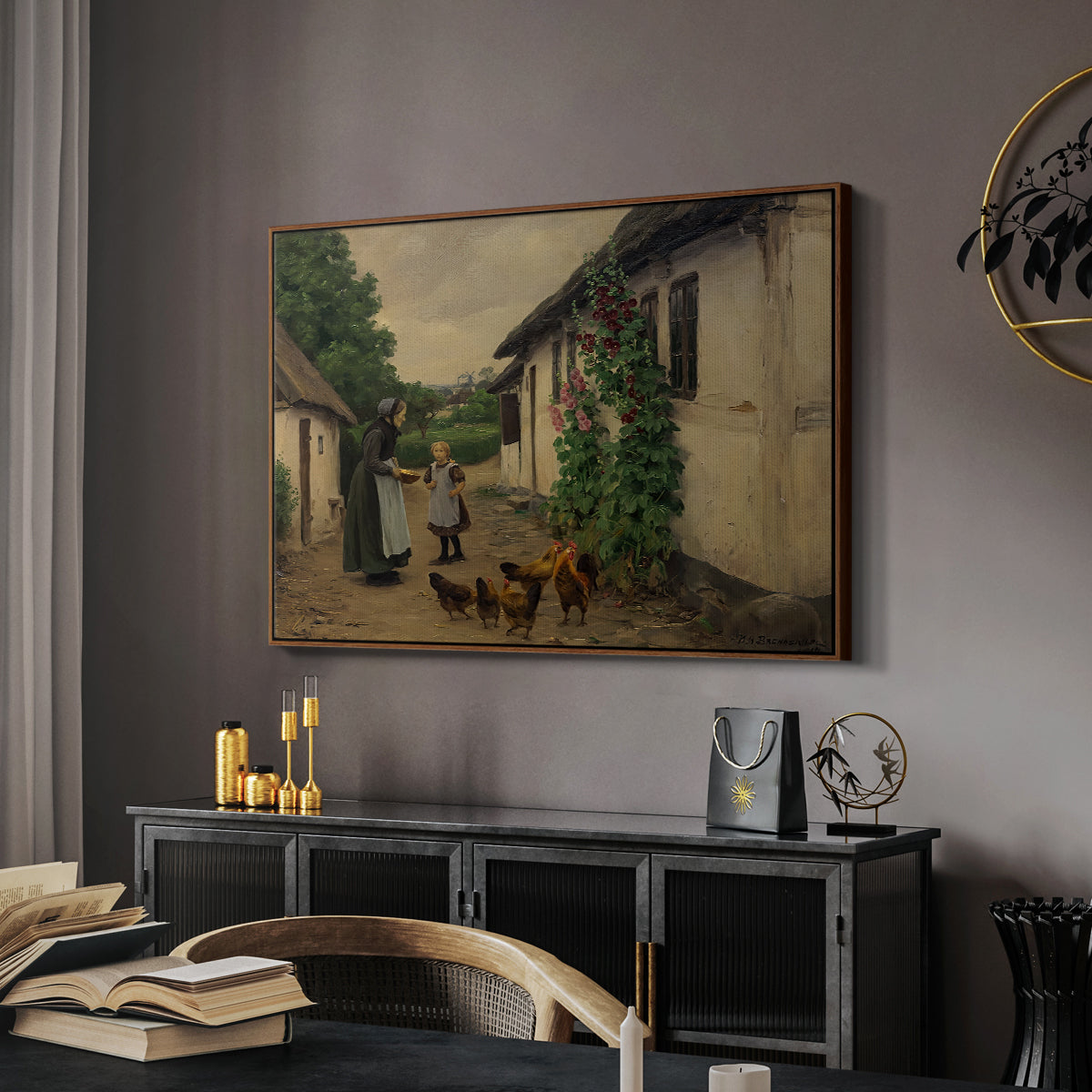 Visit to Grandmother, 1914 - Floater Framed Canvas Print