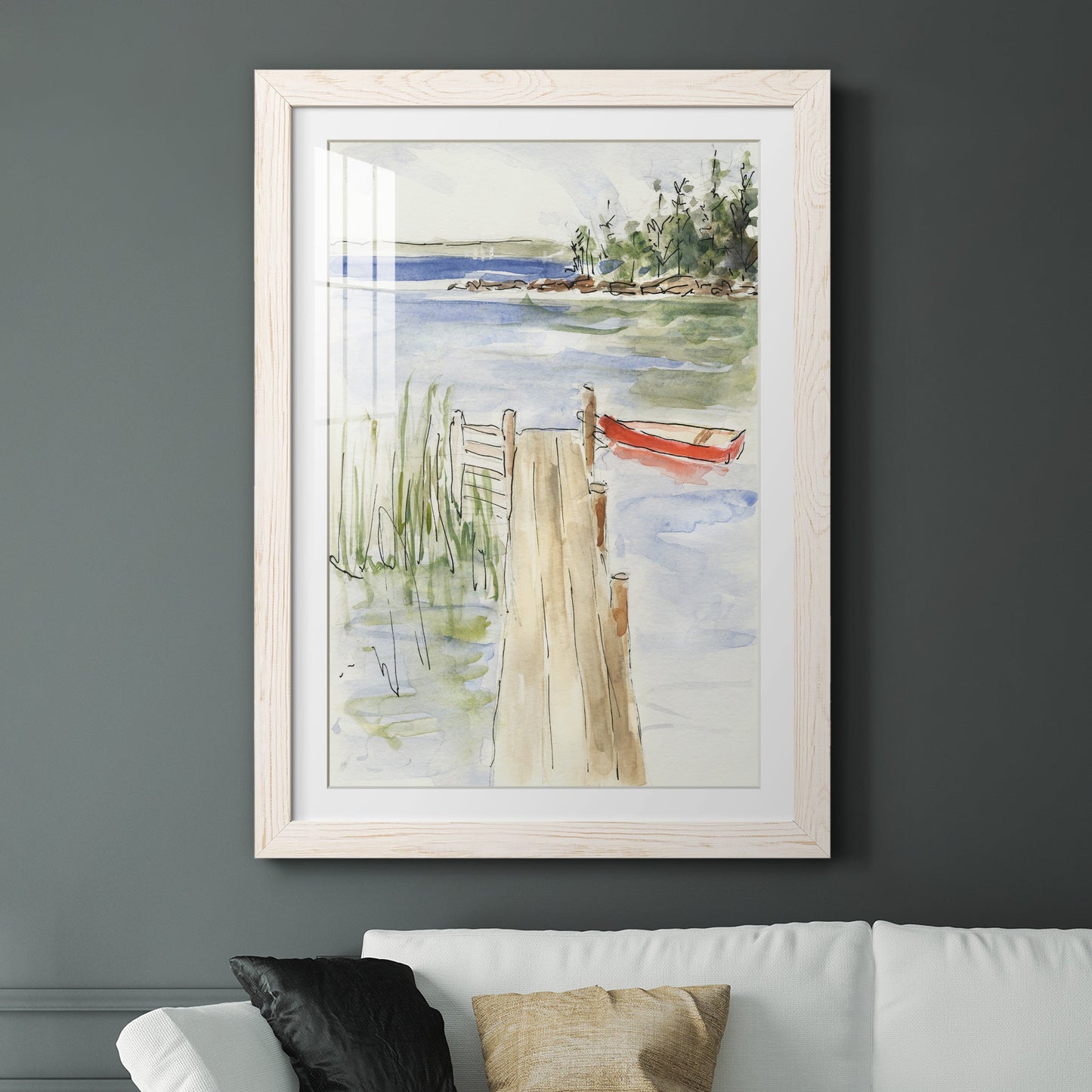 Sketchy Pier - Barnwood Framed Art Print