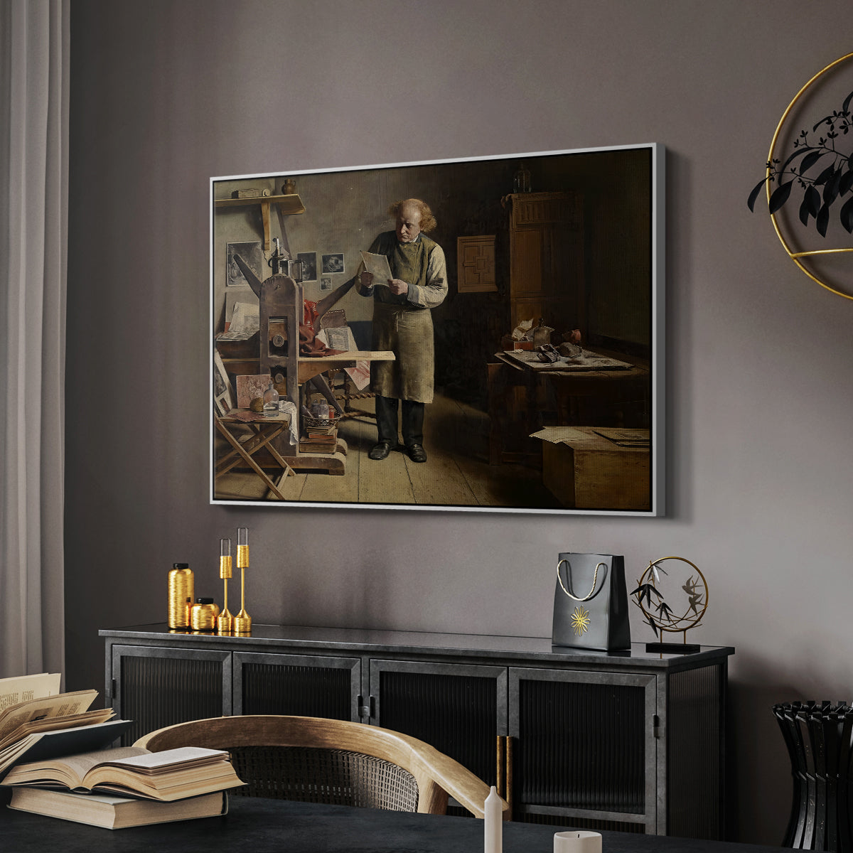 The Plate Printer, 1875 - Floater Framed Canvas Print