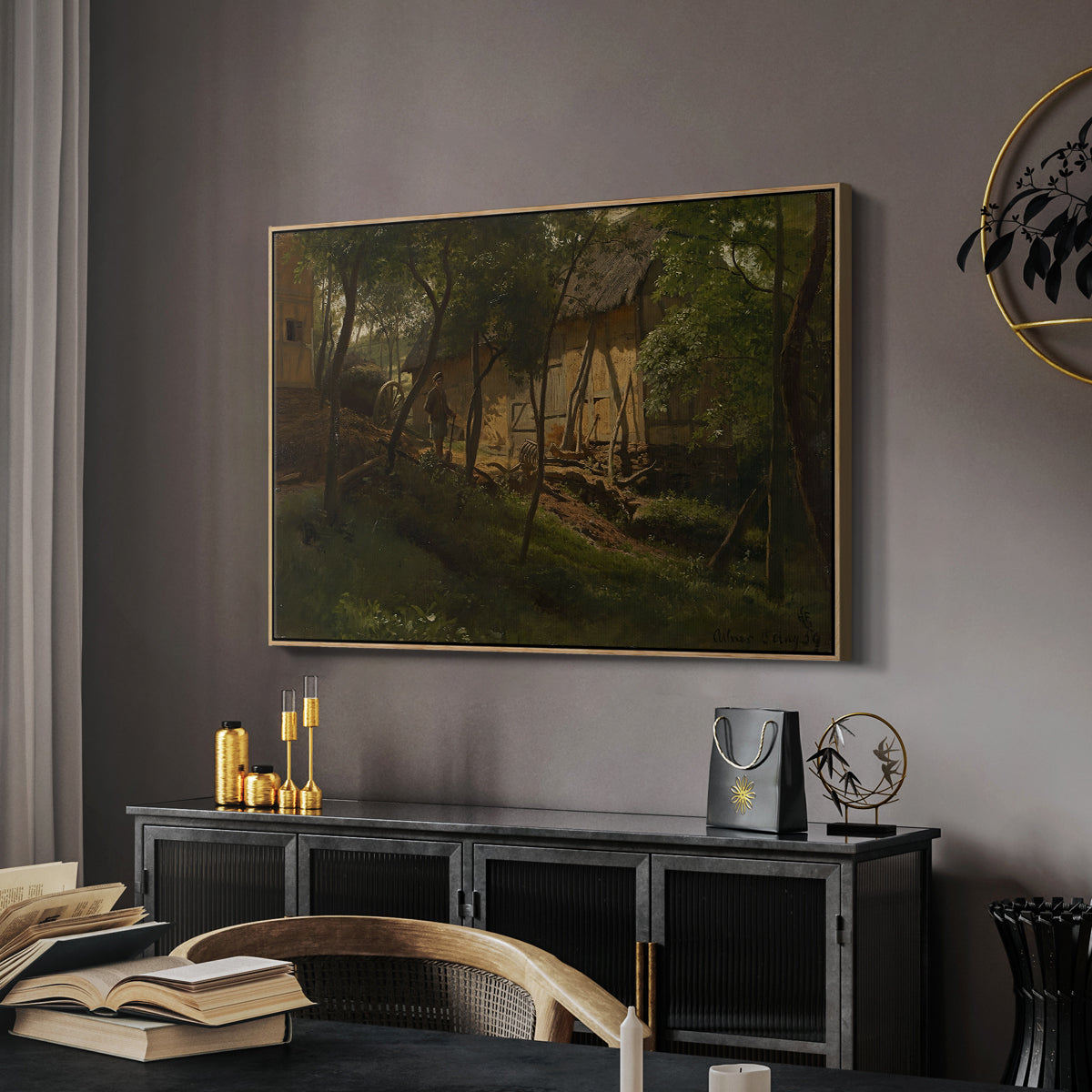 German Farm, 1859 - Floater Framed Canvas Print