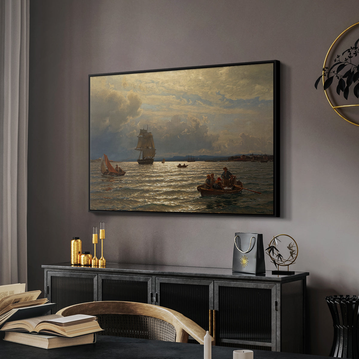From the Inlet of Oslo, 1874 - Floater Framed Canvas Print