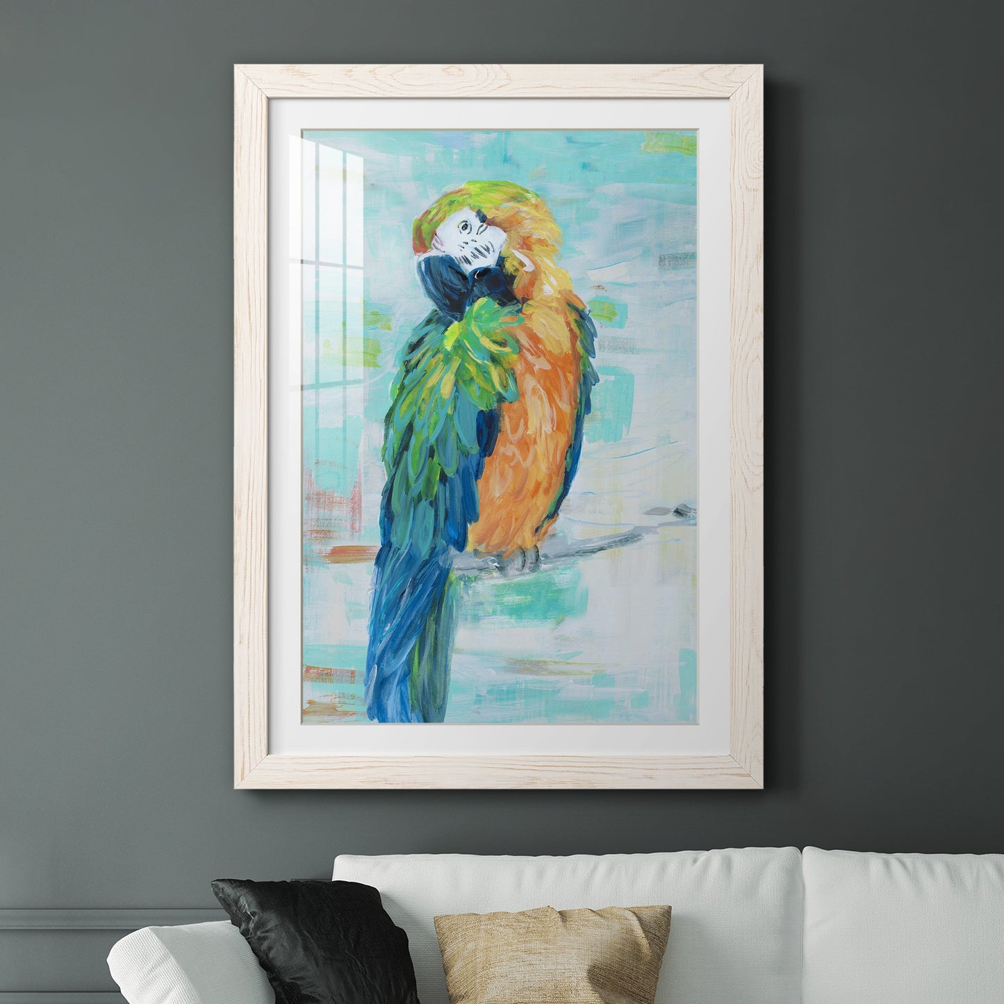 Island Parrot II - Premium Framed Print - Distressed Barnwood Frame - Ready to Hang