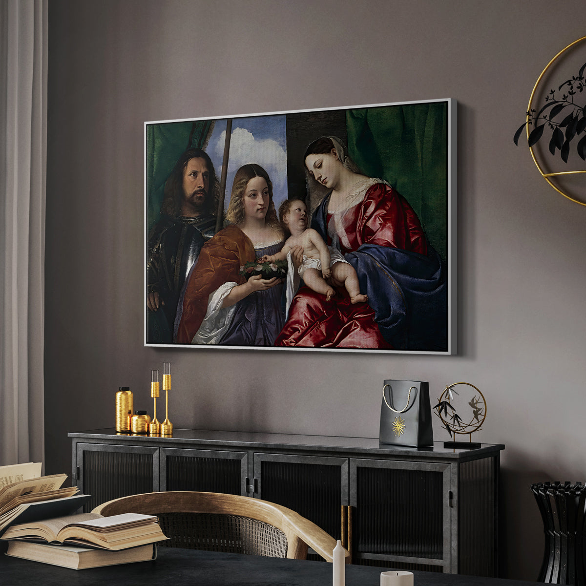Madonna and Child with Saints Dorothy and George, c. 1516 - Floater Framed Canvas Print
