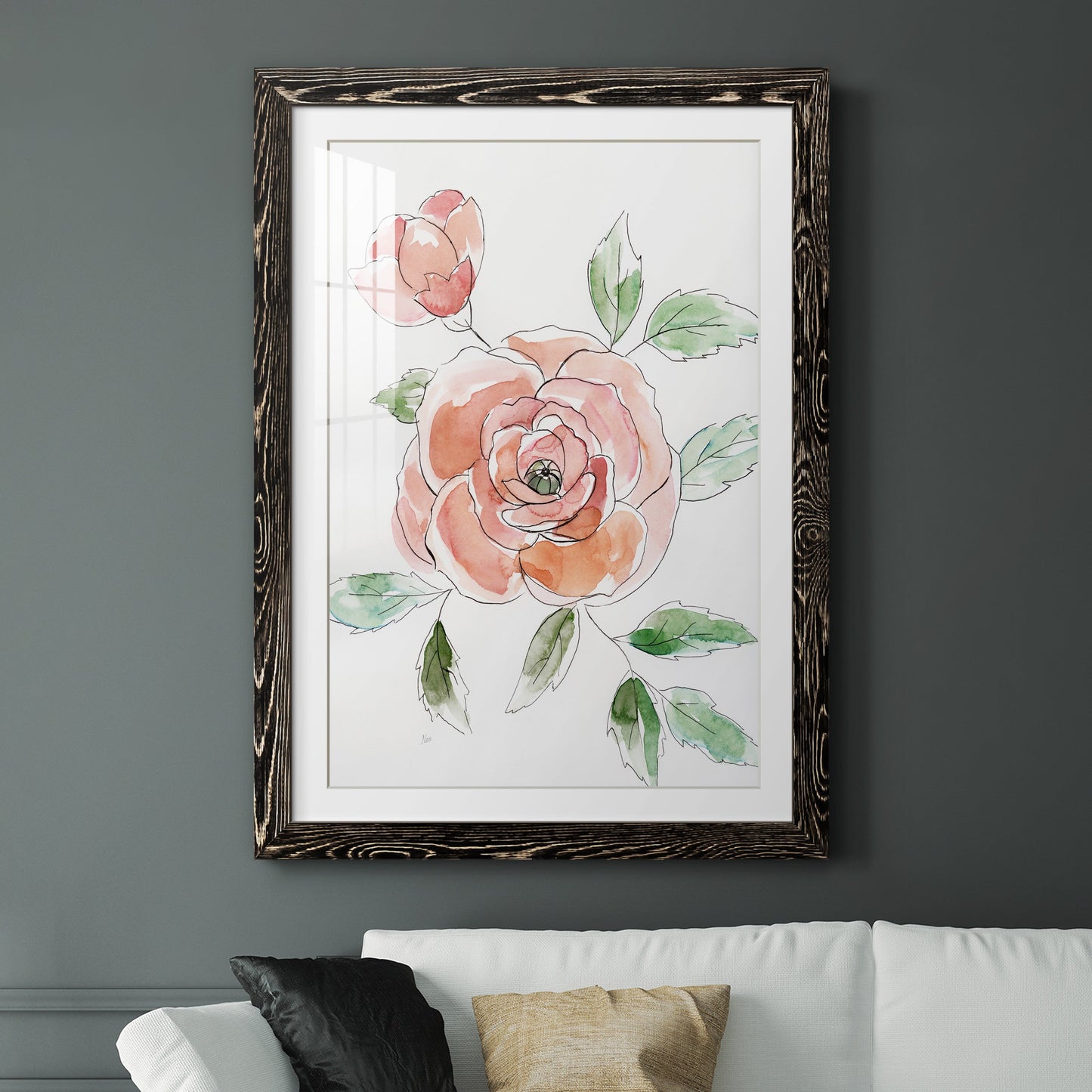 Rose Contour - Barnwood Framed Art Print