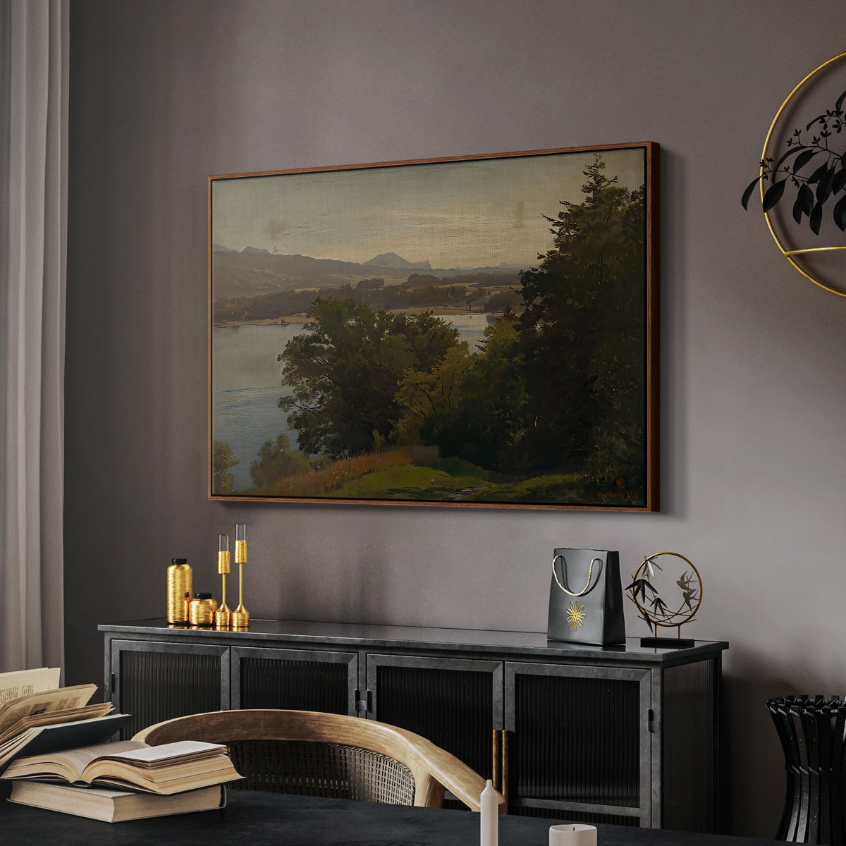 View of the Mondsee, 1870 - Floater Framed Canvas Print