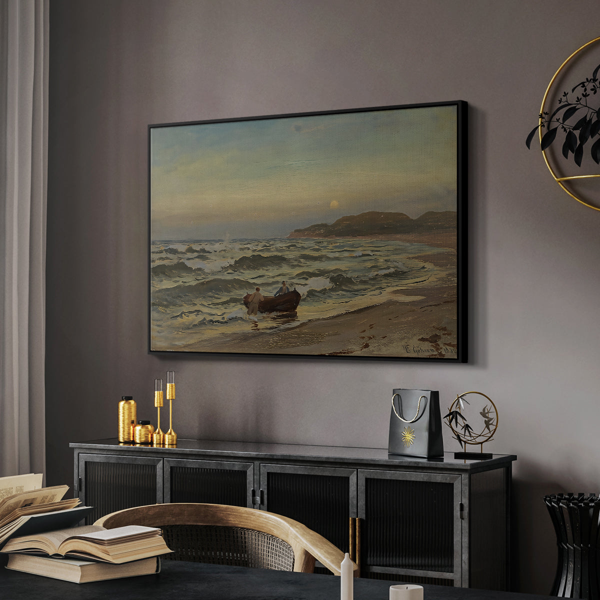Storm at Rügen, 1882 - Floater Framed Canvas Print