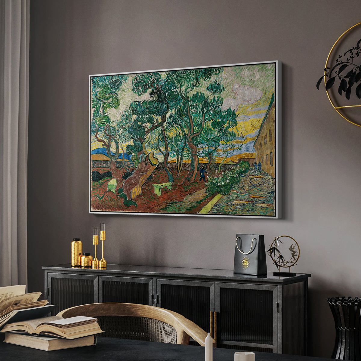 The Garden of Saint-Paul Hospital, 1889 - Floater Framed Canvas Print