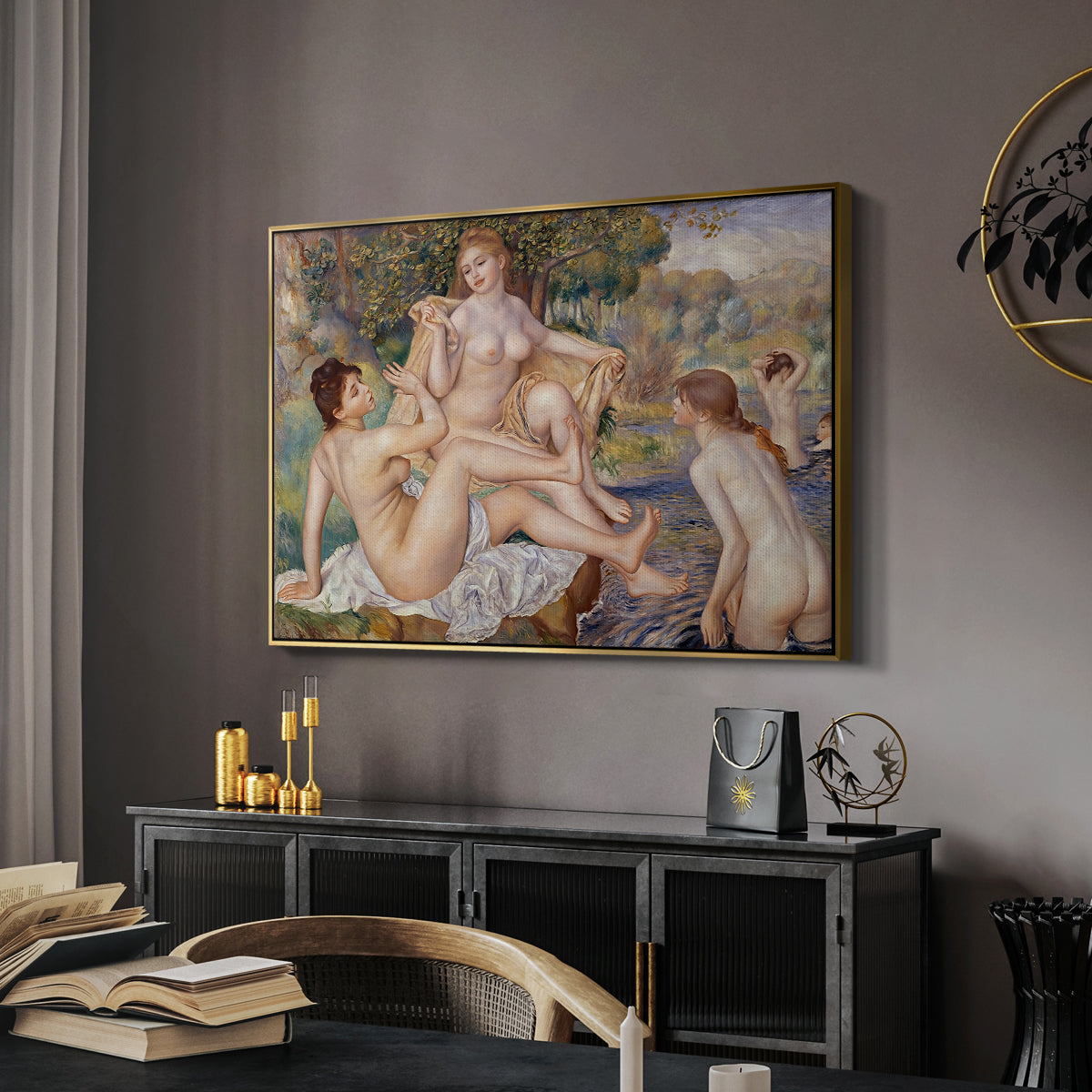 The Large Bathers, 1884-1887 - Floater Framed Canvas Print
