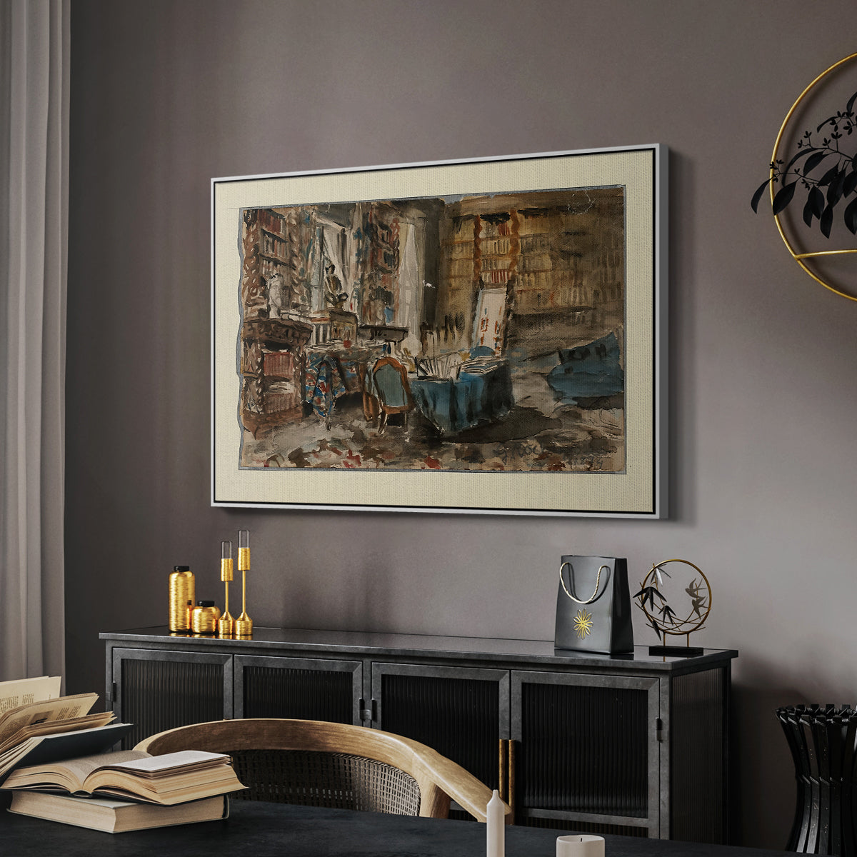 Cabinet de Flaubert à Croisset, 1874 - Floater Framed Canvas Print