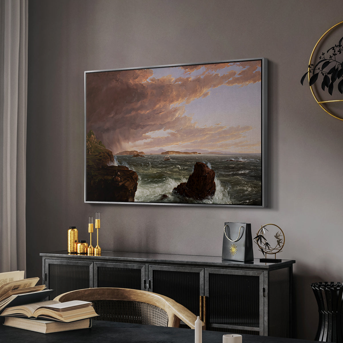 Views Across Frenchman's Bay from Mt. Desert Island, After a Squall, 1845 - Floater Framed Canvas Print